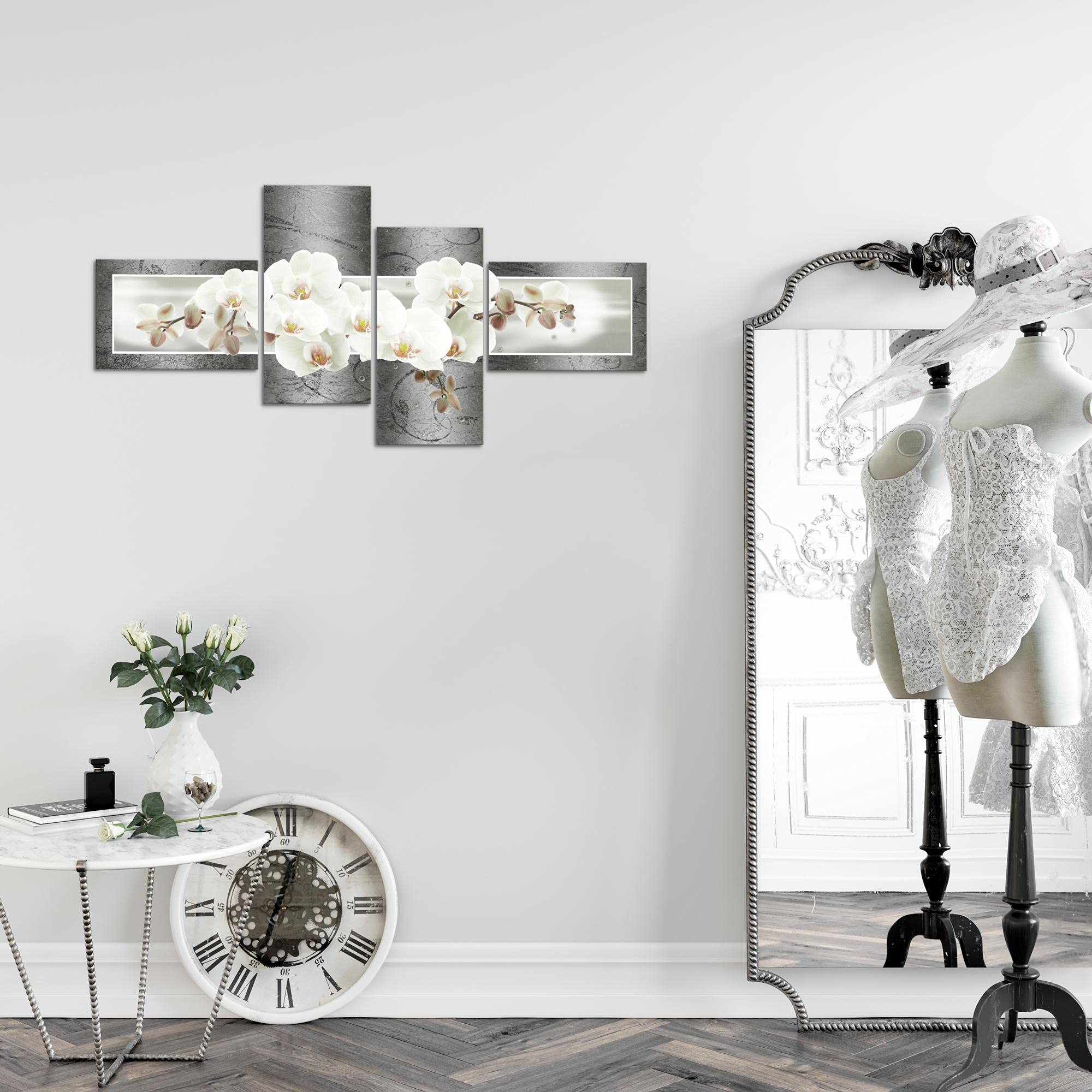 Runa Art Orchidea Fiori Quadri Soggiorno Grande Grigio Viola Astratto