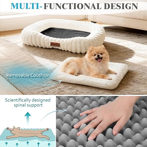 Miniatura 3 de Linda cama lavable para perro de tamaño mediano, cama calmante de felpa suave para cachorros con cubierta extraíble de cremallera y parte inferior