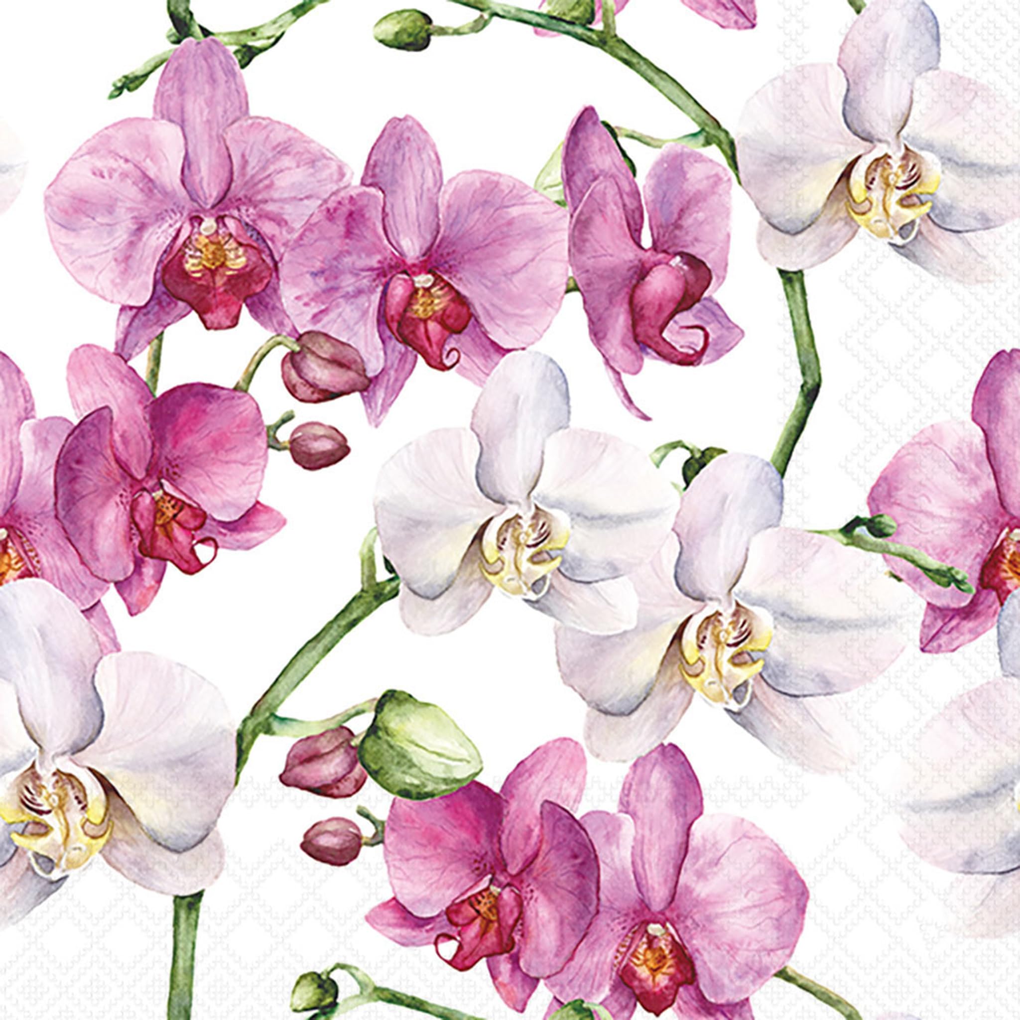 Ambiente Weiß 20 Paper Napkins - Elegant Orchids White - Table Decoration With Motif Also For Party Or Decoupage 33X33 Cm