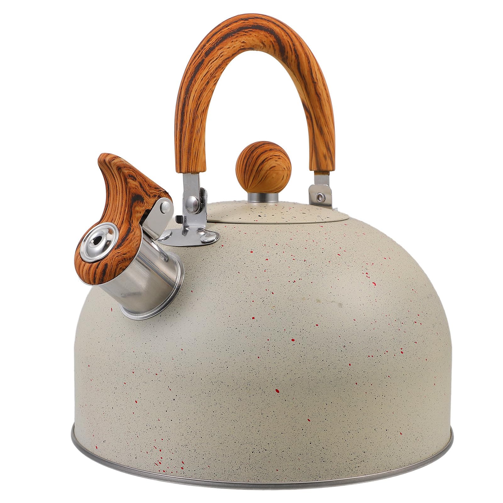 DECHOUS Hervidor de Agua Silbante de Acero Inoxidable 2.5l Mango de Madera y Fondo Resistente al Calor para Camping y Uso Doméstico