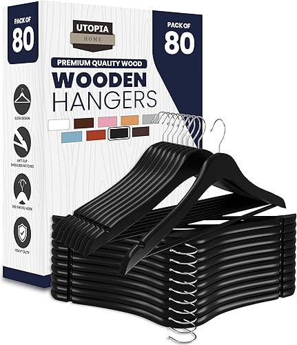 Miniatura 11 de Utopia Home Perchas de Madera Premium Paquete de 30 - Percha para Abrigos Duradera y Delgada - Perchas para Trajes con Gancho Giratorio de 360 Blanco