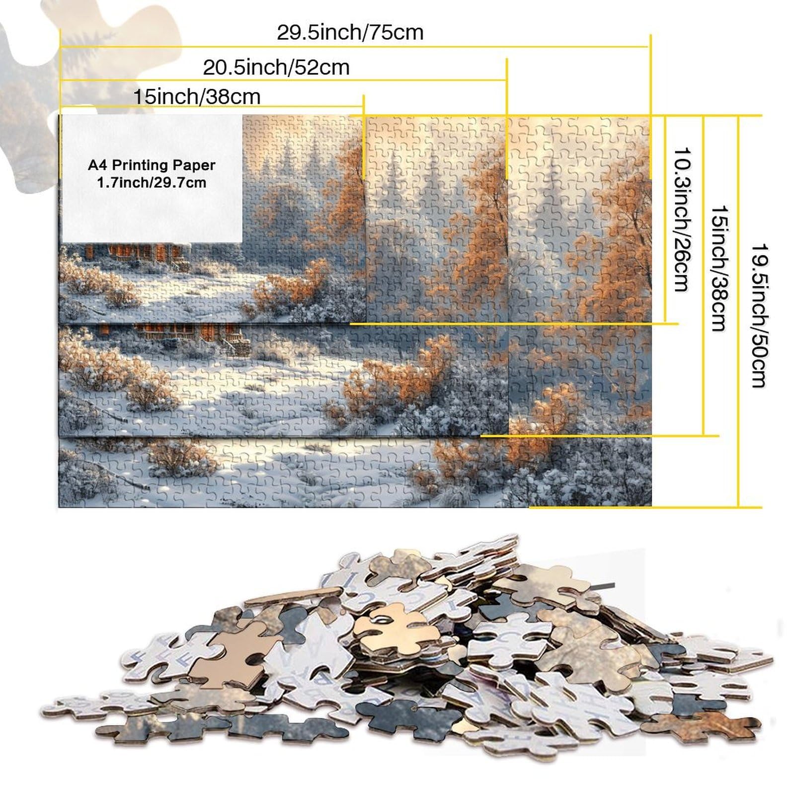 OKOUNOKO 1000 Piezas Puzzles 3D, Paisaje De Bosque De Lobo De Nieve, para Adultos Niños Personalizado, Personalizado De Madera Montaje Rompecabezas Divertido,75X50Cm OKOUNOKO 1000 Piezas Puzzles 3D, Paisaje De Bosque De Lobo De Nieve, para Adultos Niños Personalizado, Personalizado De Madera Montaje Rompecabezas Divertido,75X50Cm