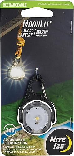 Nite Ize Moonlit - Linterna micro recargable portátil para accesorios de campamento y equipo de senderismo, cuenta con clip de mosquetón con un