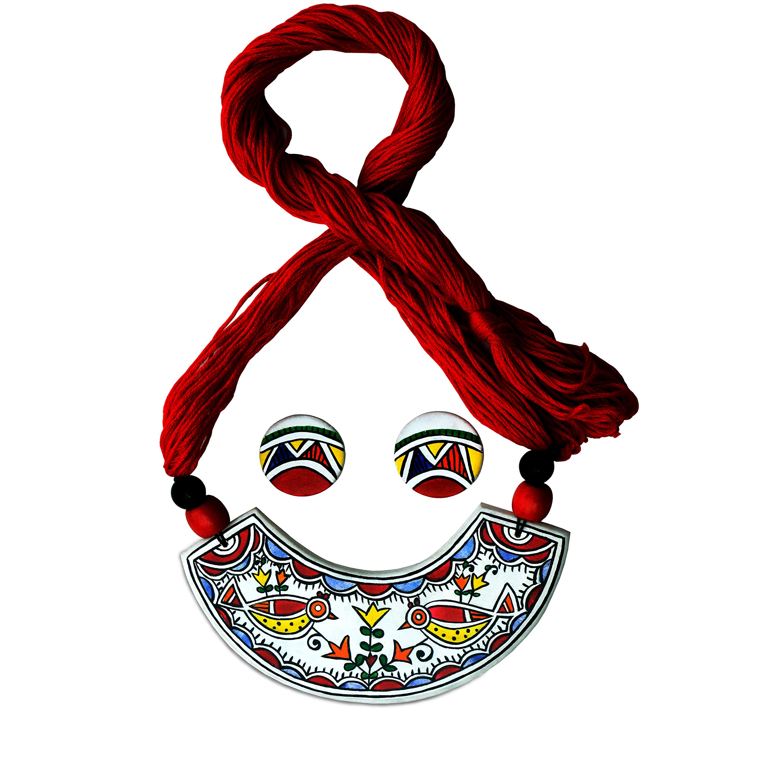 Karukala Handicraft Synthetic Clay Mithila Art Madhubani Painting Bird Fully Handmade Necklace and Earring Sets Jewellery for Women and Girls (Color Multi,Size:Free) (B08JKX4ZRS) Amazon Price History, Amazon Price Tracker