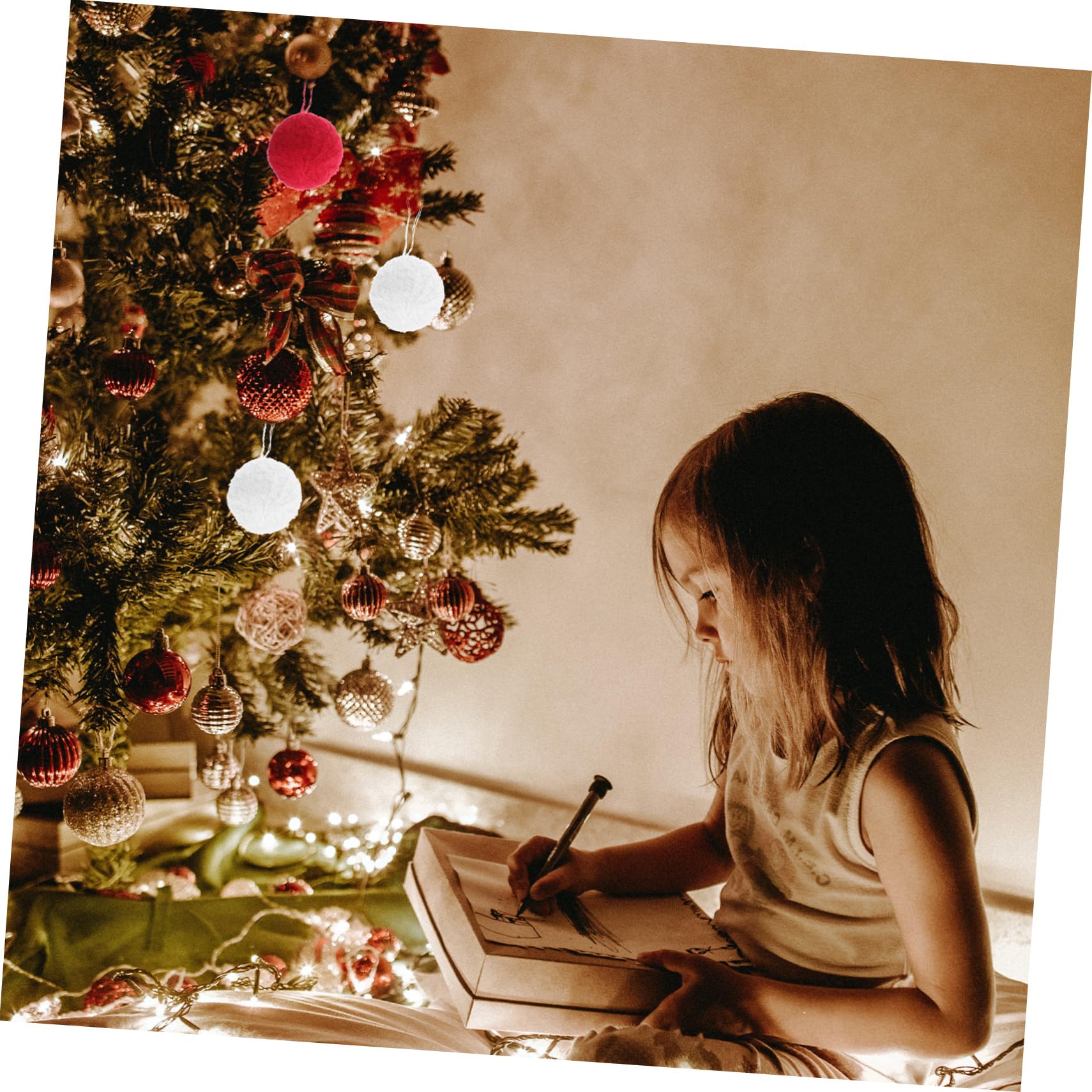 Cabilock 6 Sätze Wollknäuel Weihnachtsdekoration Weihnachtskugeln Lichterketten Aufblasbares Niedliches Raumdekor Weihnachtsbaumteppiche Weihnachtsbeleuchtung Herbstschmuck 10 Stück * 6