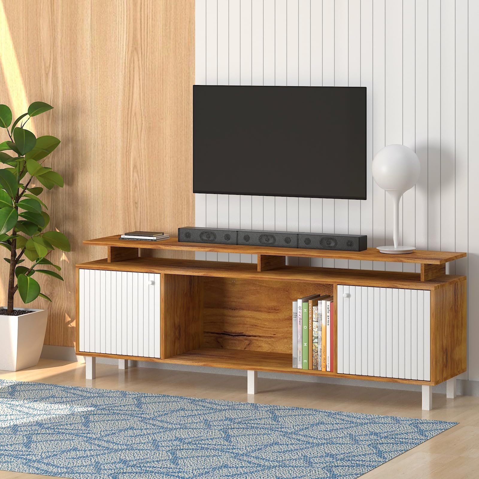 Callas Engineered Wood TV Entertainment Unit for Living Room | Modern TV Cabinet with Shelves & Storage | Set Top Box Stand & Display Unit-picture-17