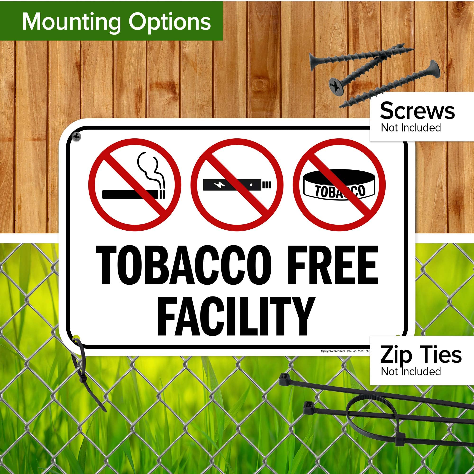 tobacco free facility signs Amazon.com : Tobacco Free Facility Sign, 12x18 Inches, 55 mil thick HDPS  (high density polystyrene), Made in USA by My Sign Center : Patio, Lawn &  Garden