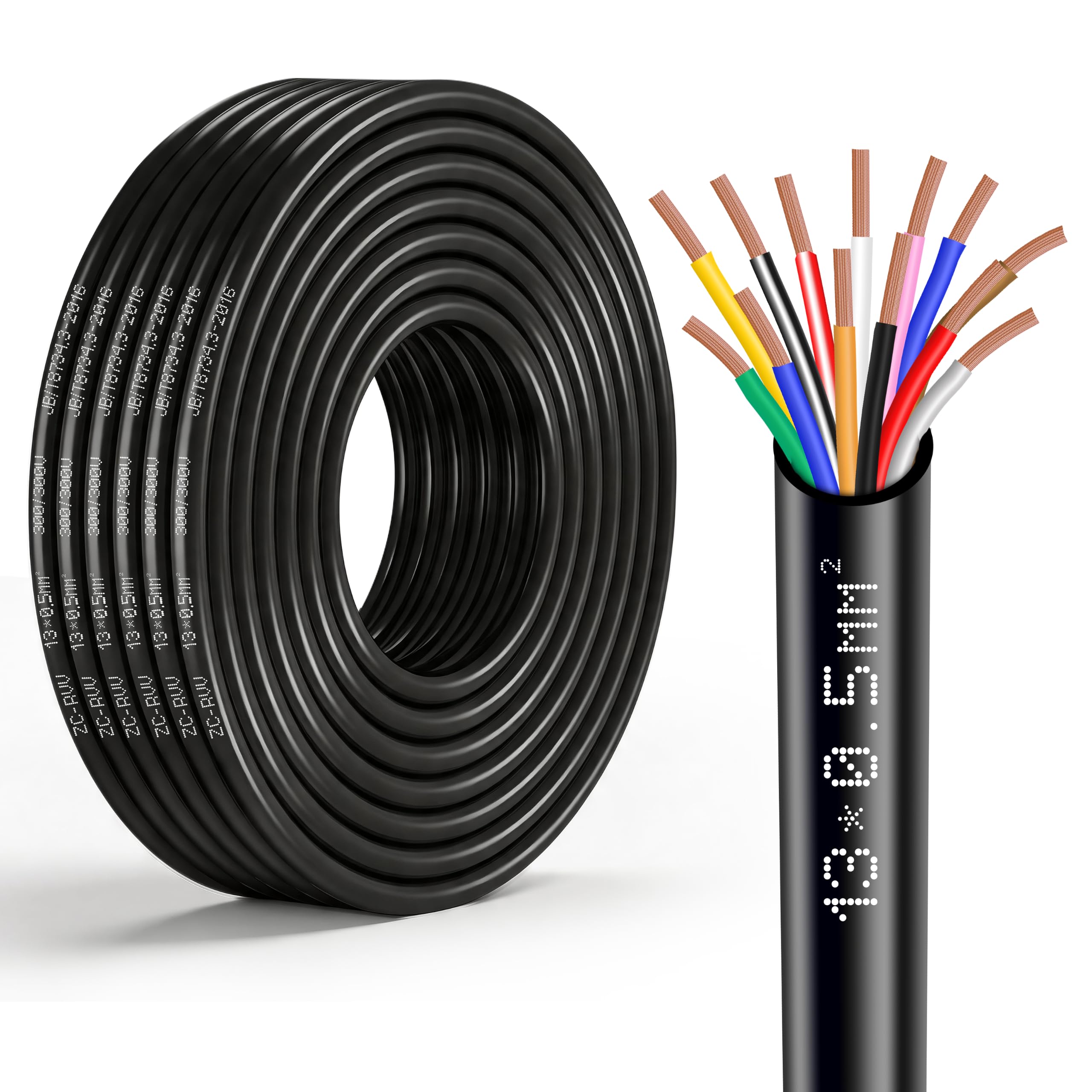 13 rdzeni x 0,5 mm², kabel do przyczepy, 20 m, przewód holowniczy, 13-żyłowy, czarny, do samochodów ciężarowych, przyczep, Lightin