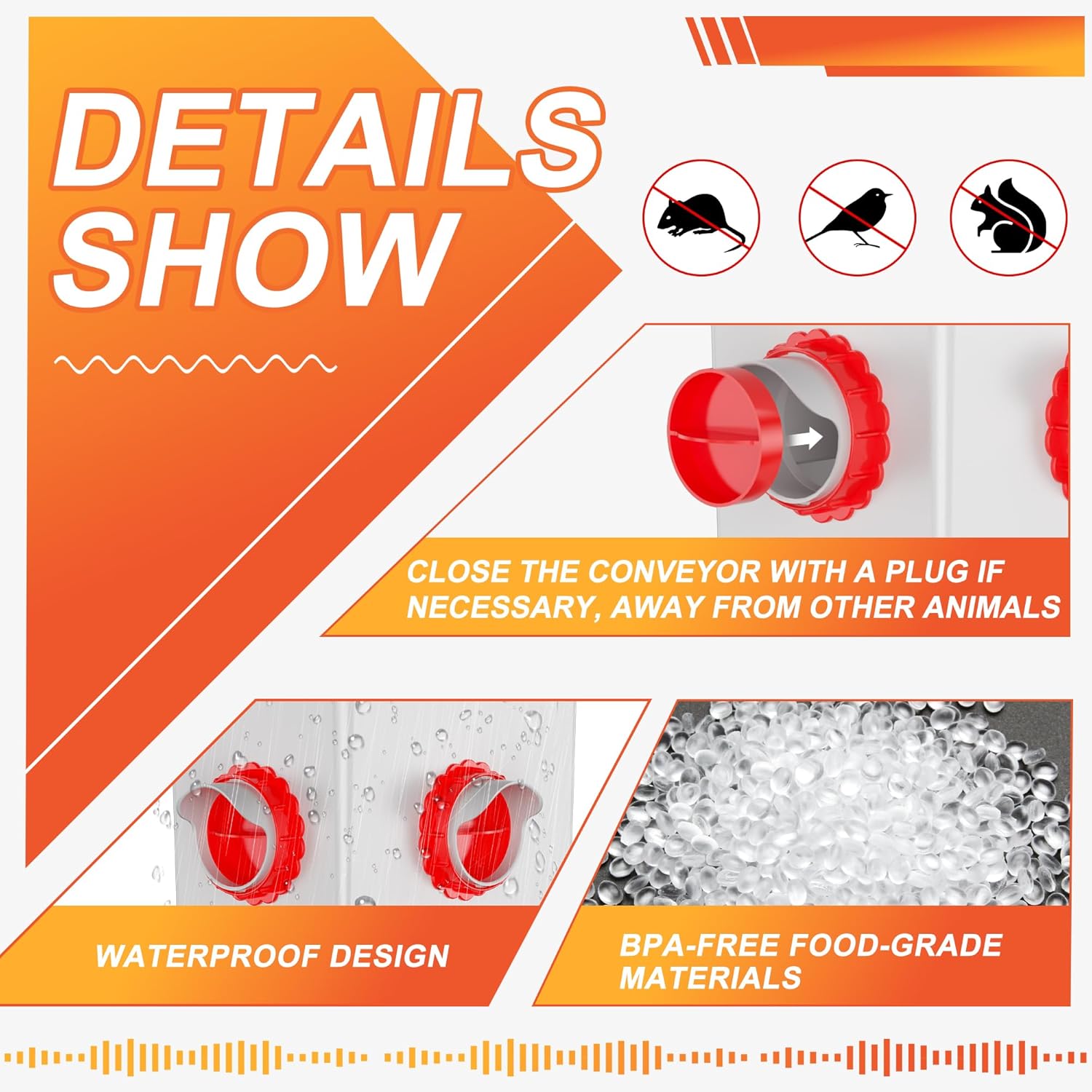 ZenxyHoC DIY Chicken Feeders No Waste, 8 Ports Poultry Feeder with Hole Saw for Buckets Troughs Red