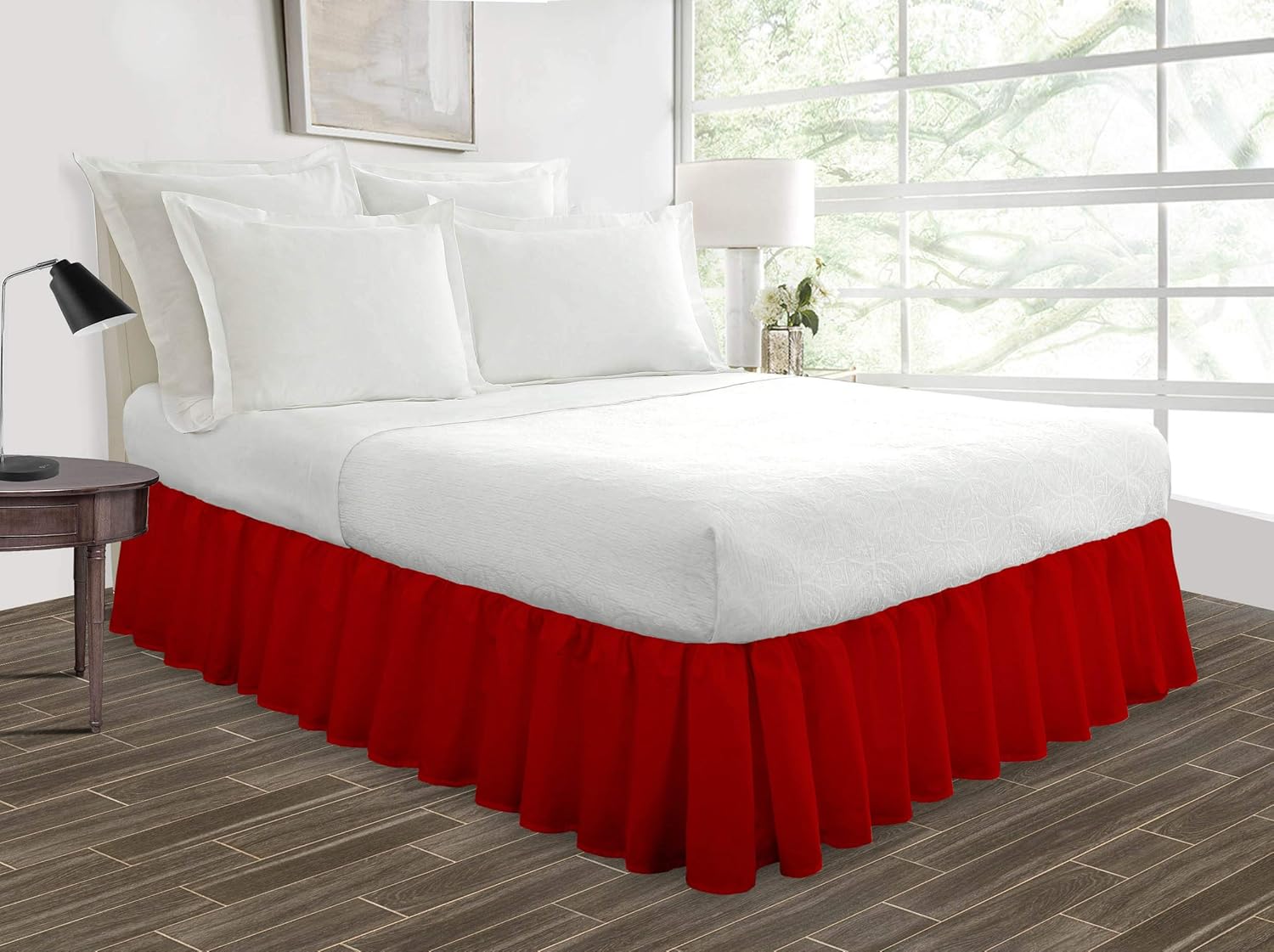 Split Corner Ruffled Bedskirts California King Size Ruffled Bedskirt Microfiber