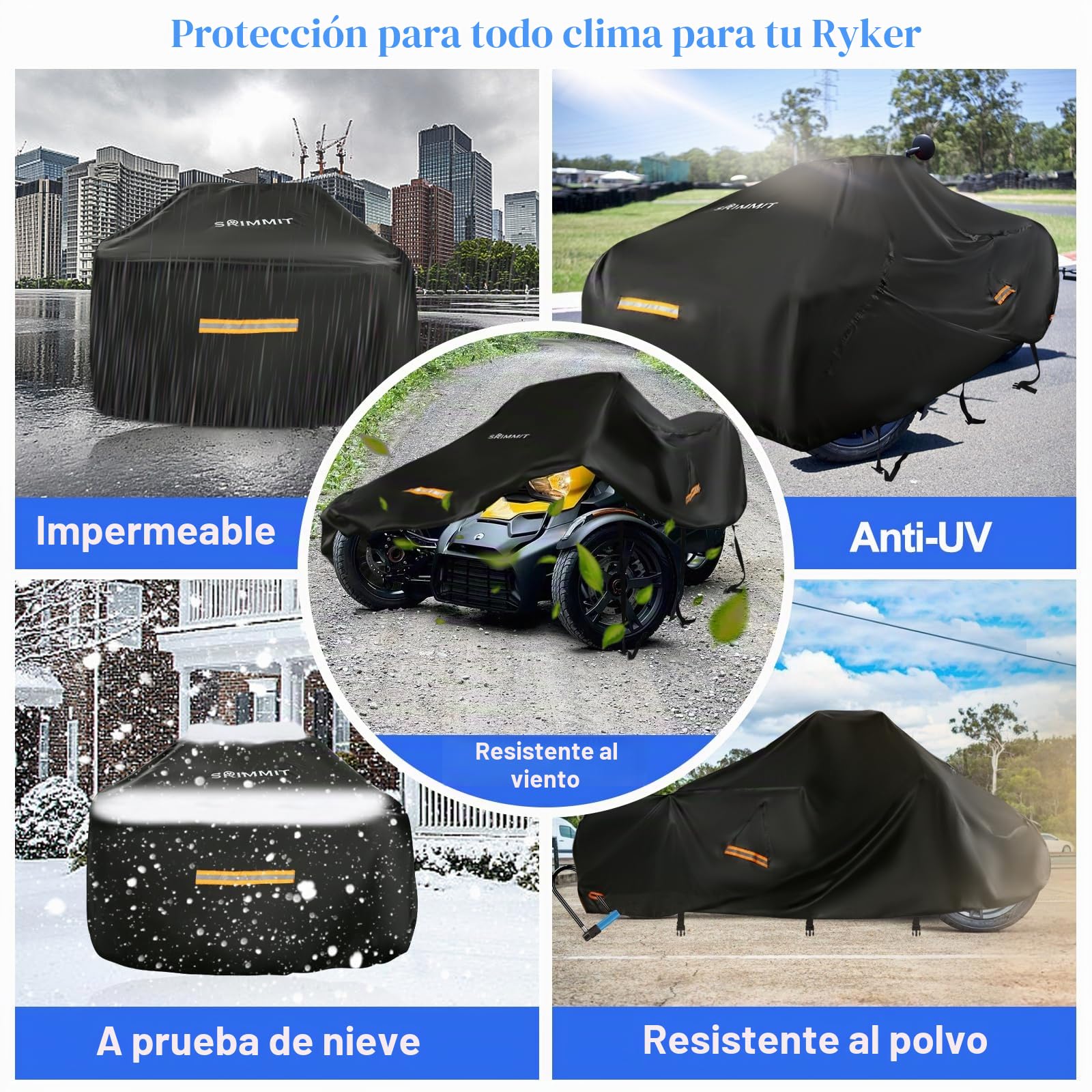 Can Am Ryker - Funda Impermeable, Cubierta Completa Mejorada Compatible con Accesorios Can-Am Ryker 600/900/Sport/Rally Edition,Tiras Impermeables
