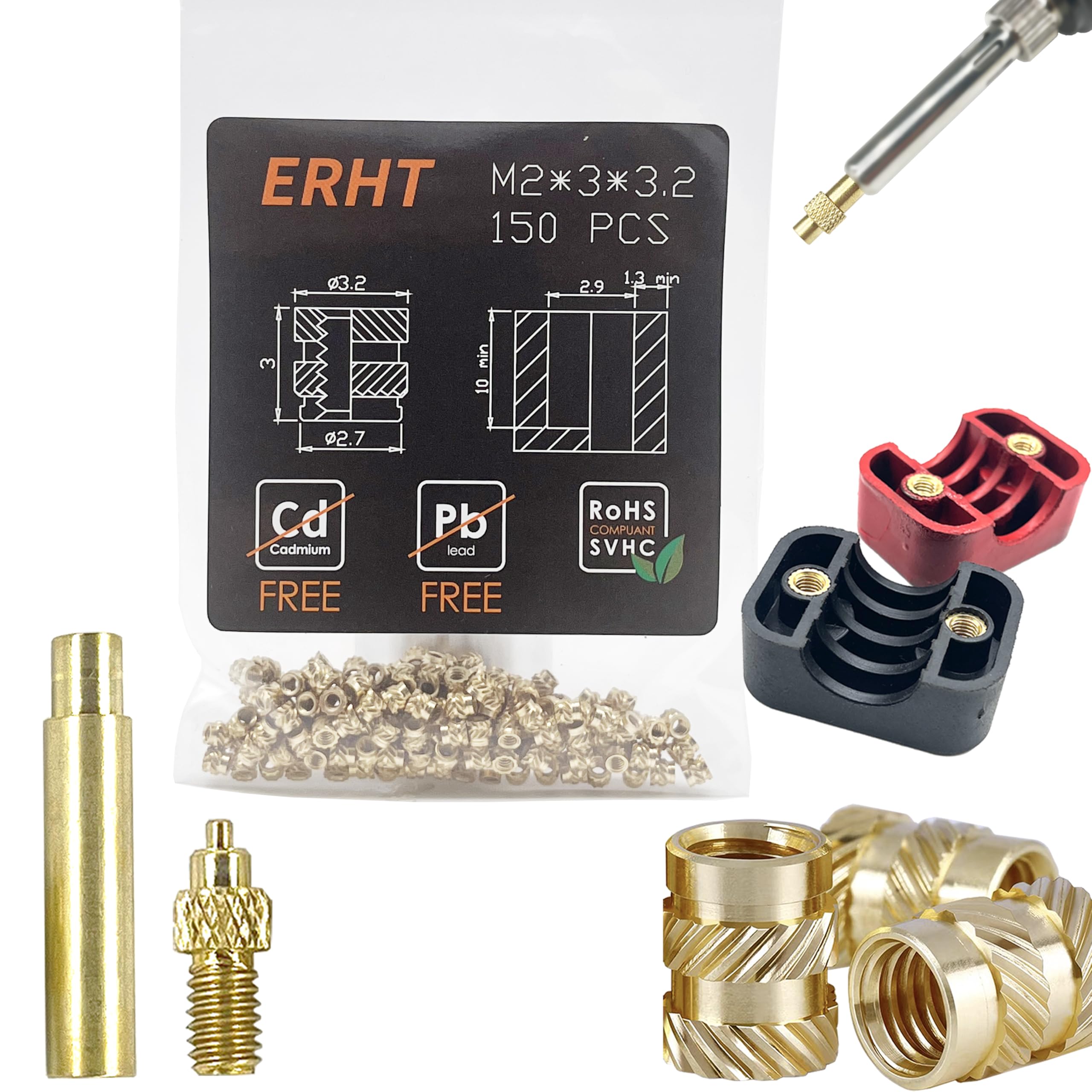 Brass Threaded Inserts - 3D Printing Kit -12 Brass Threaded Inserts - 3D Printing Kit -12