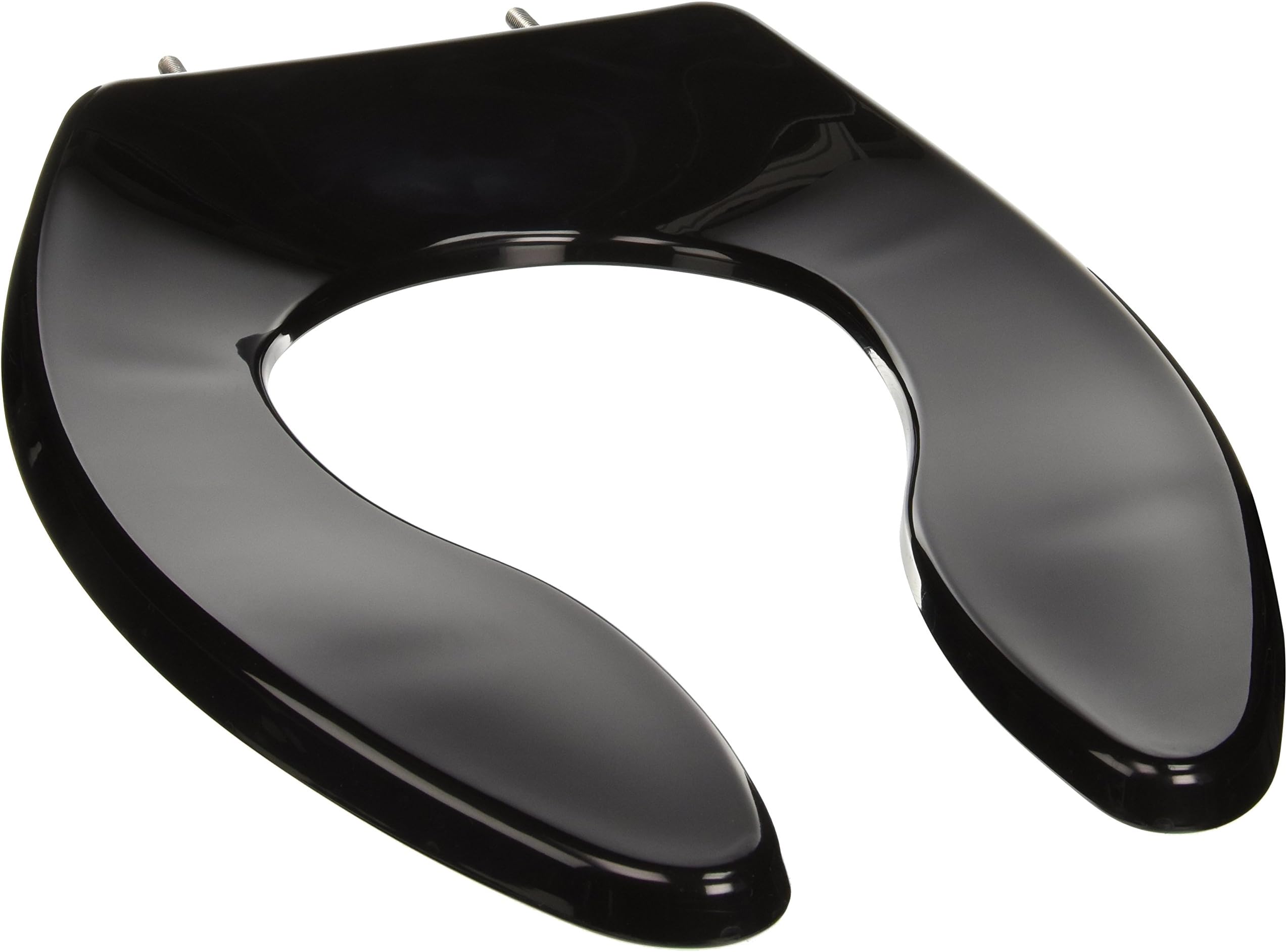 PlumbTech 431SSC-90 Commercial Extra Heavy Duty Elongated Open Front Toilet Seat, Black