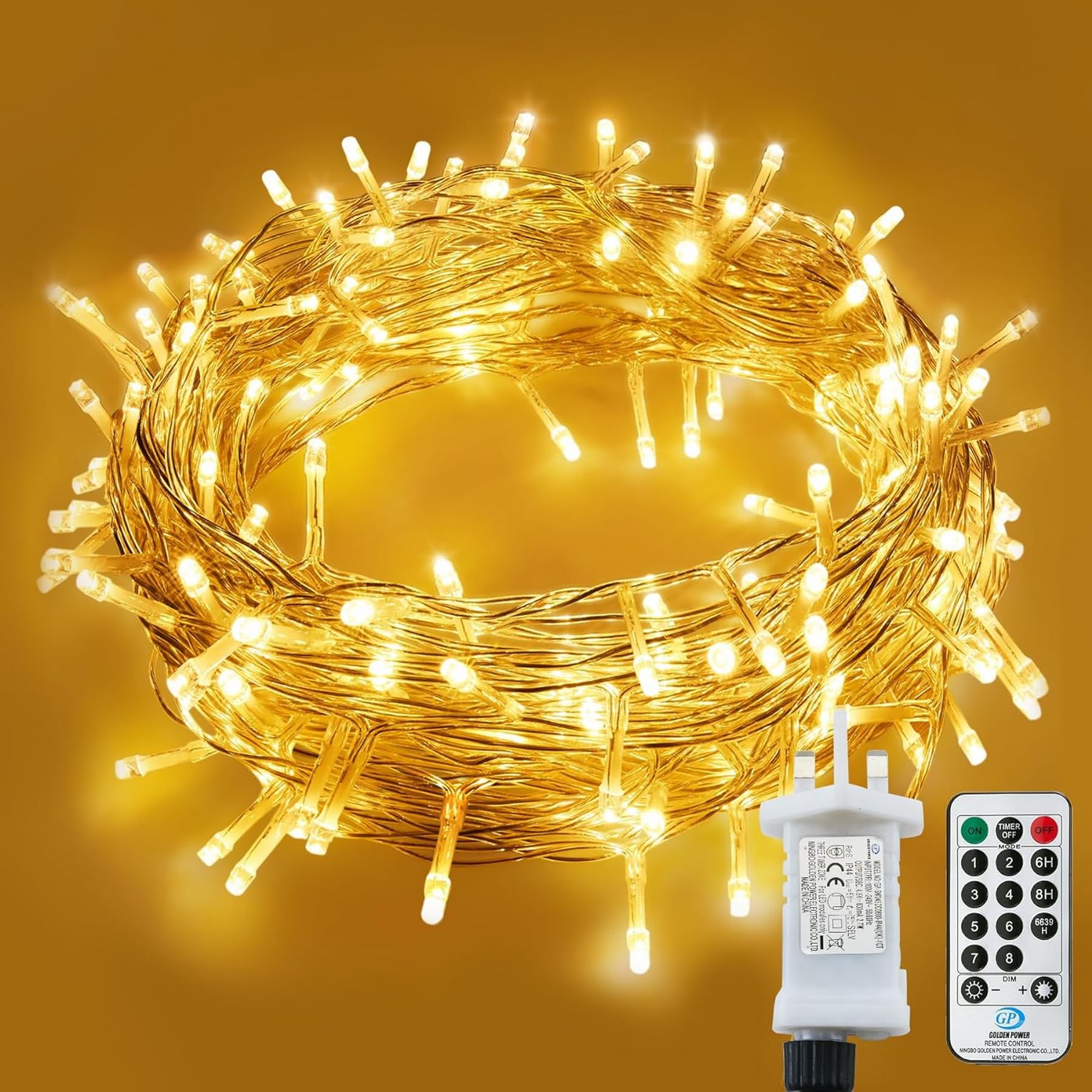 LITYBY Fairy Lights Plug in Waterproof,120LED String Lights Main Powered | 8 Modes Remote Control Outdoor/Indoor,15M/49ft Garden Christmas Lights for Patio,Bedroom,Party Decorations (Warm White)
