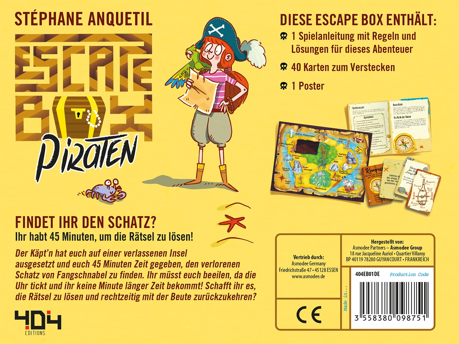 404 Editions Escape Box Pirati – Gioco Di Fuga Per Bambini Da 7+ Anni, 2-5 Giocatori, 45 Minuti, Compleanno, Tedesco