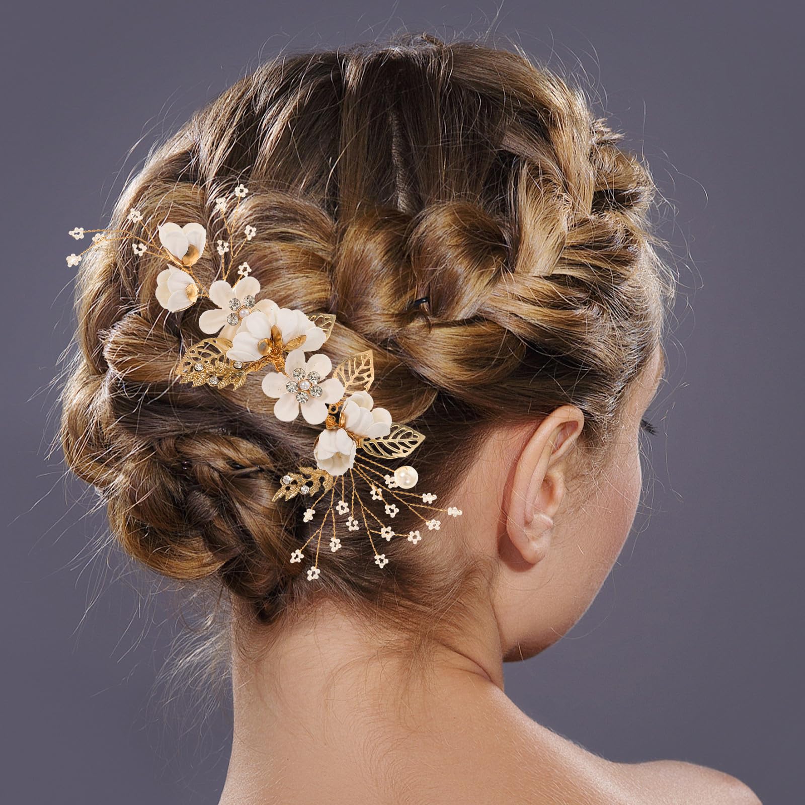 Healvian 1 Set Haarkamm-clips für Die Hochzeit, Florale Brauthaaraccessoires, Grüner Strass-haarschmuck aus Legierung für Brautjungfern Und Hochzeitsgäste