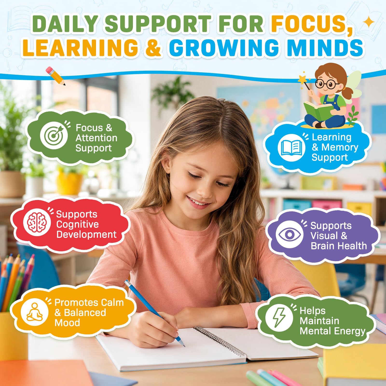 Kids Focus and Attention Supplements with Phosphatidylserine, Omega-3, Magnesium Glycinate, L-Theanine, Choline & Lutein – Kids ADHD Brain Liquid Drops for Memory, Calm Mood & Learning, Strawberry 2oz — Amazon image 3