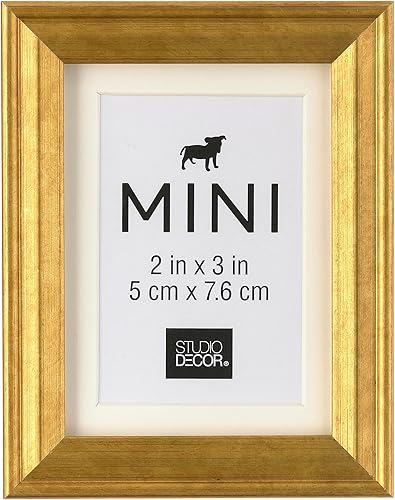 Studio Décor - Mini marco dorado para fotos, dibujos o pintura de 2 x 3 pulgadas, paquete de 12 unidades