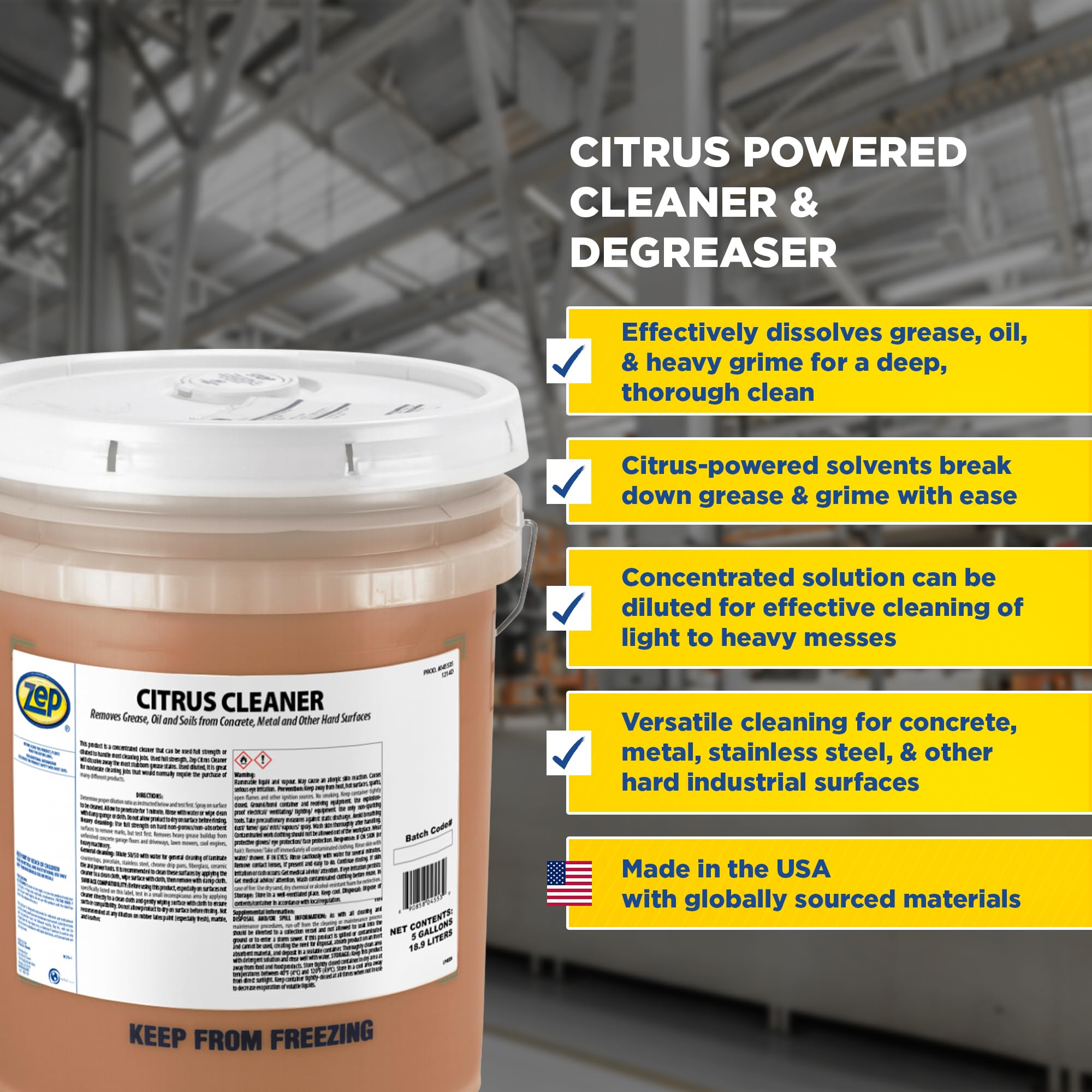 Amazon.com: Zep Citrus Cleaner and Degreaser - 5 Gallon (1 Unit