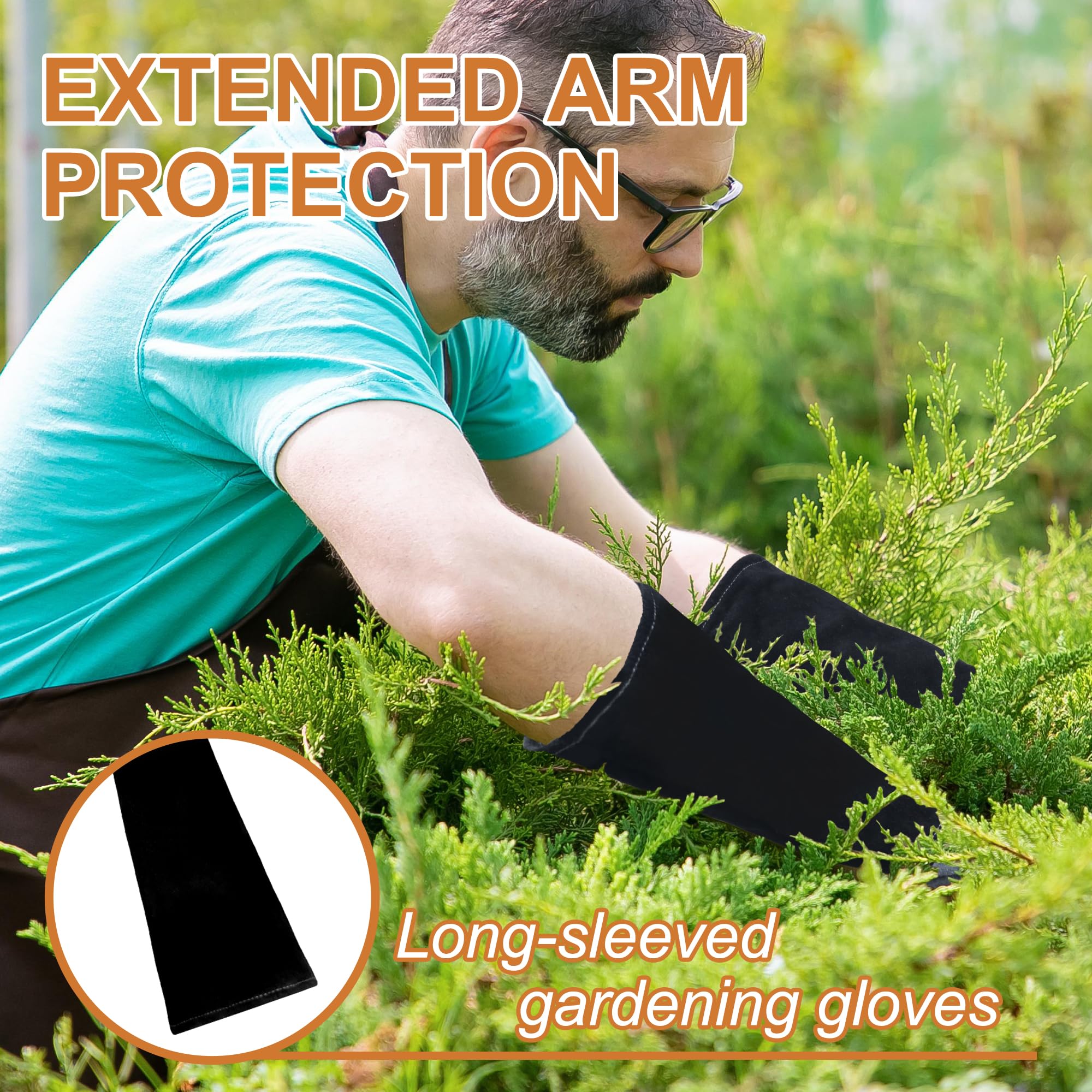 HLDD HANDLANDY Rose Pruning Gloves for Women & Men, Long Thorn Proof Leather Gardening Gloves with Forearm Protection - Image 4