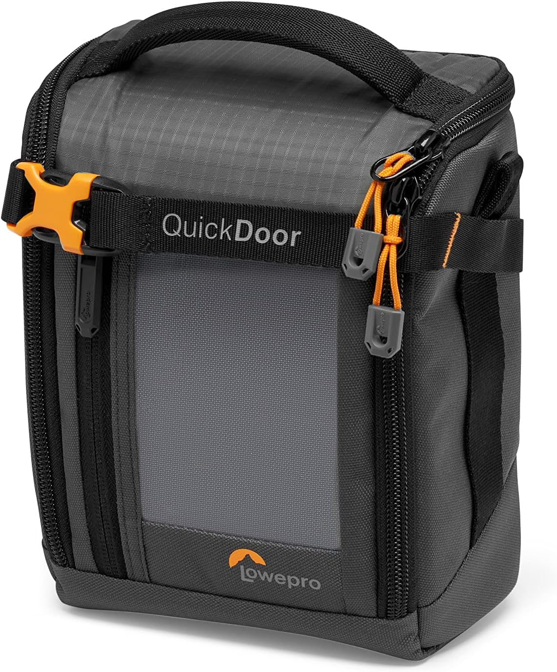 Lowepro GearUp Creator Box Medium II, Mirrorless and DSLR Camera Bag, Camera Case with QuickDoor Access, Made with Recycled Fabric, Orange Padded Interior Dividers, Grey