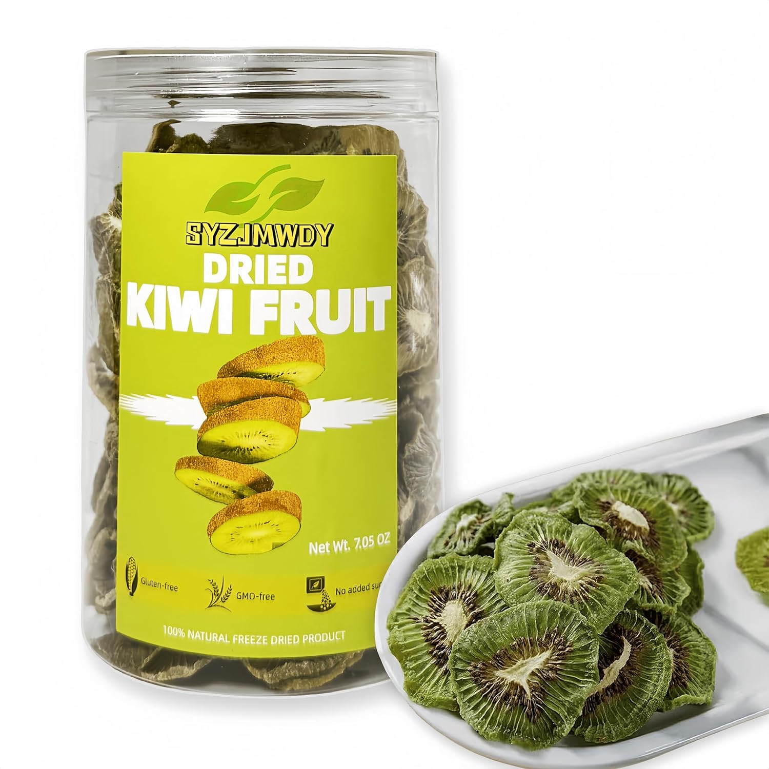 SYZJMWDY Dried Kiwi Slices No Added Sugar - Soft Texture, Gluten-Free Preservative-Free Fruit Snacks, Resealable 200g Jar