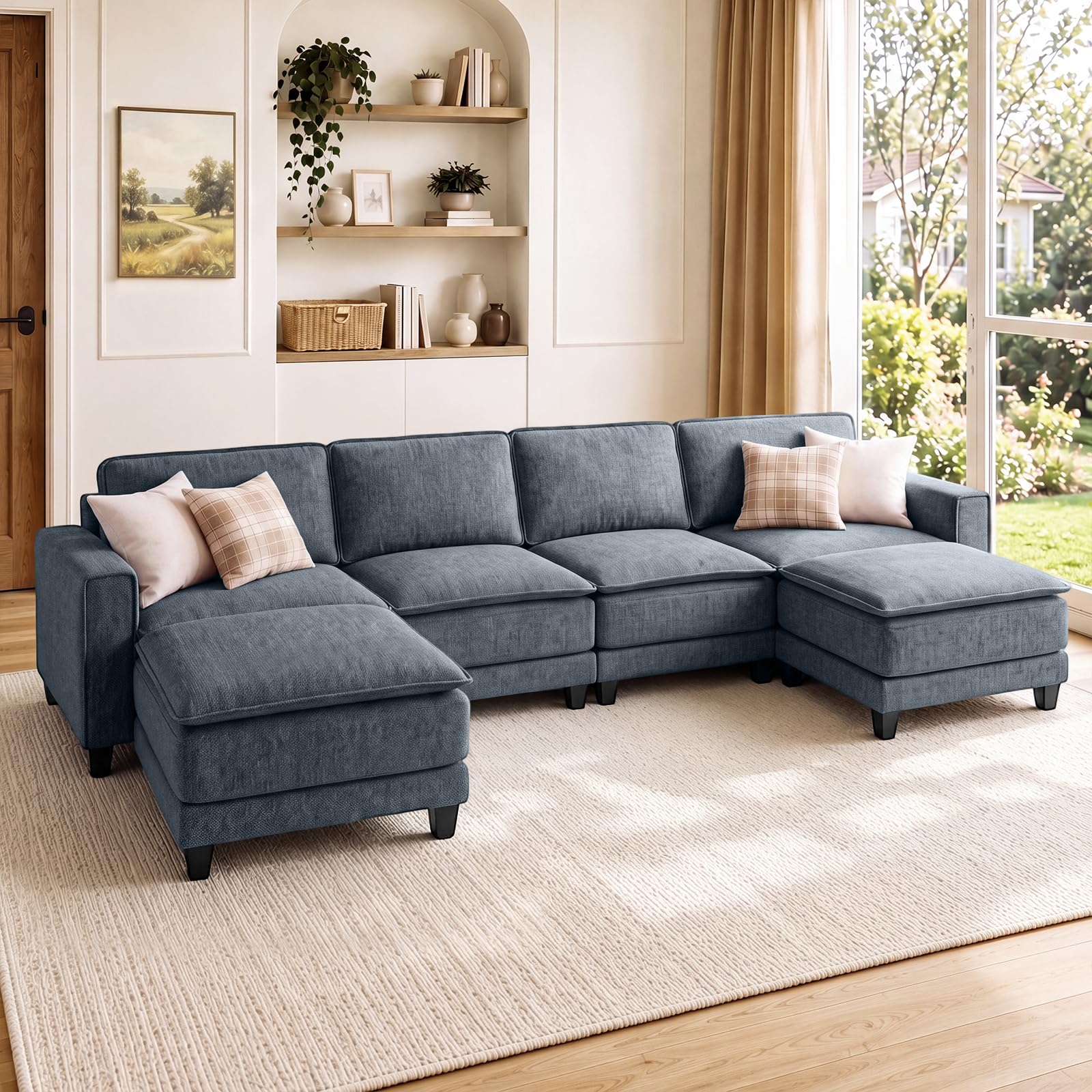 138" Modular Sectional Sofa, U Shaped Cloud Couch for Living Room