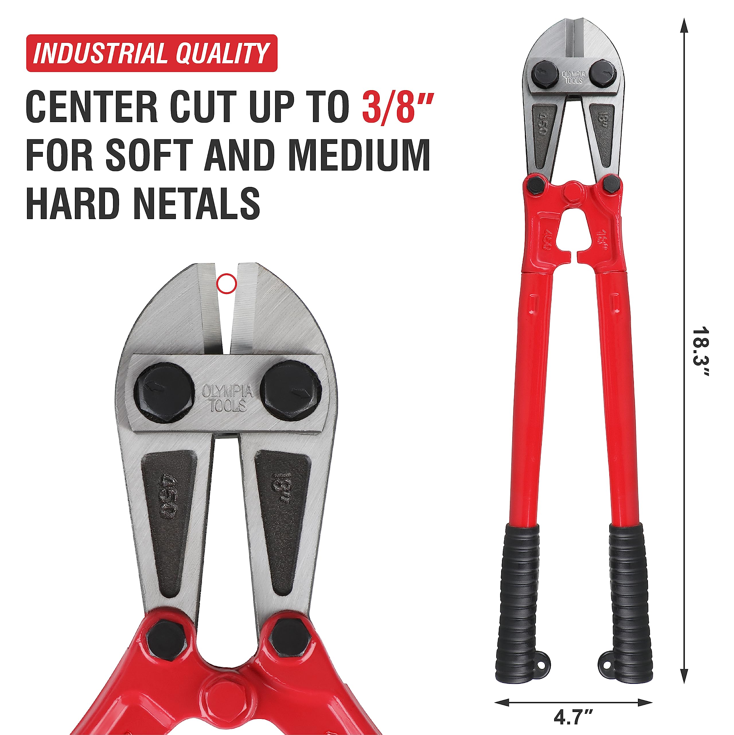 Coupe-boulons 45 Cm Robuste - Pour Clôtures, Fils D'acier, Chaînes, Cadenas - Poignée Ergonomique, Vis De Réglage - Outil De Bricolage Et Professionnel