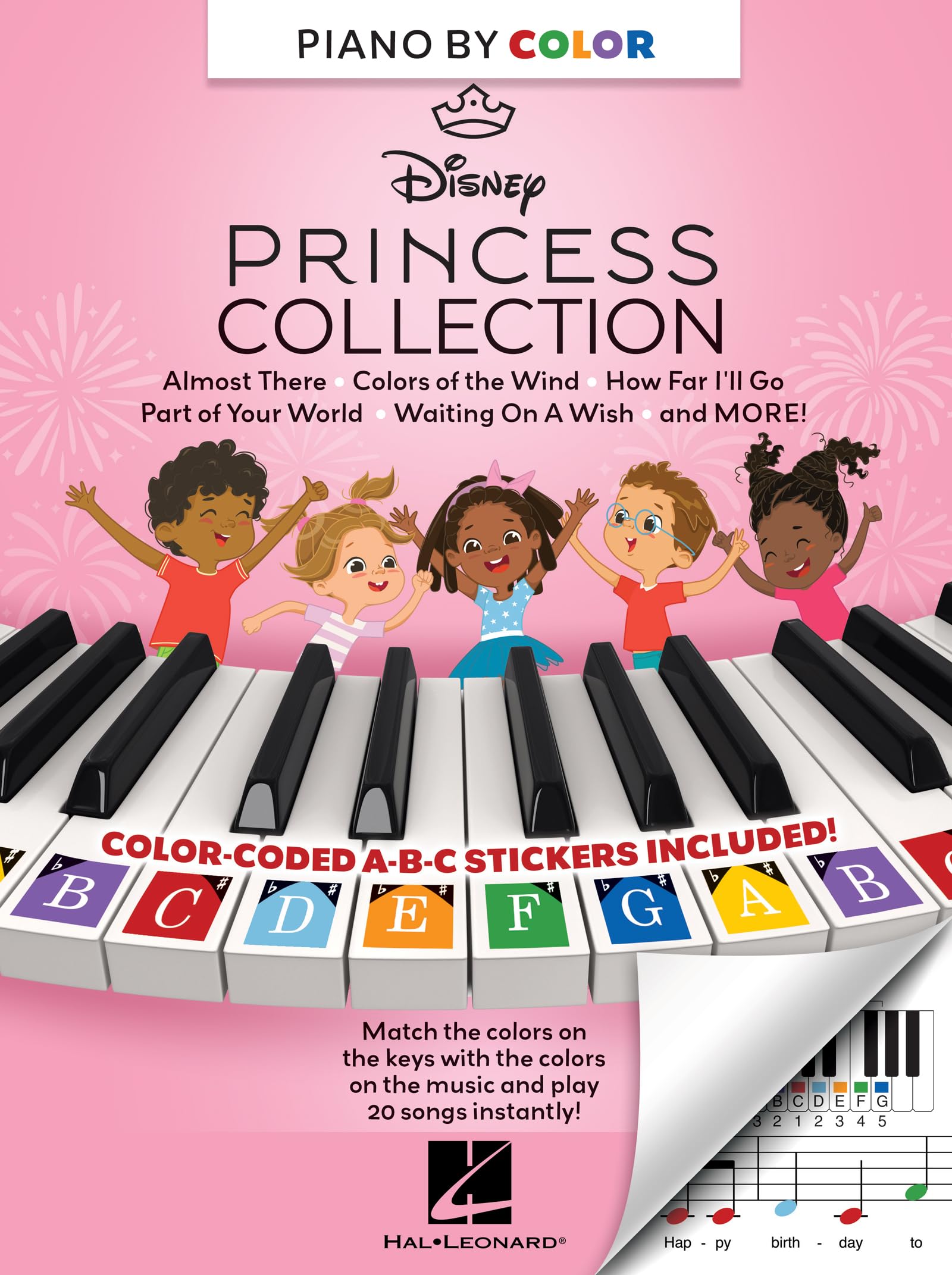 Piano-by-Color: Disney Princess Collection | Beginner Piano Songbook | Easy Color Guided Piano Sheet Music for Kids, Students and Families | Learn Piano Through Visual Method Fun Practice