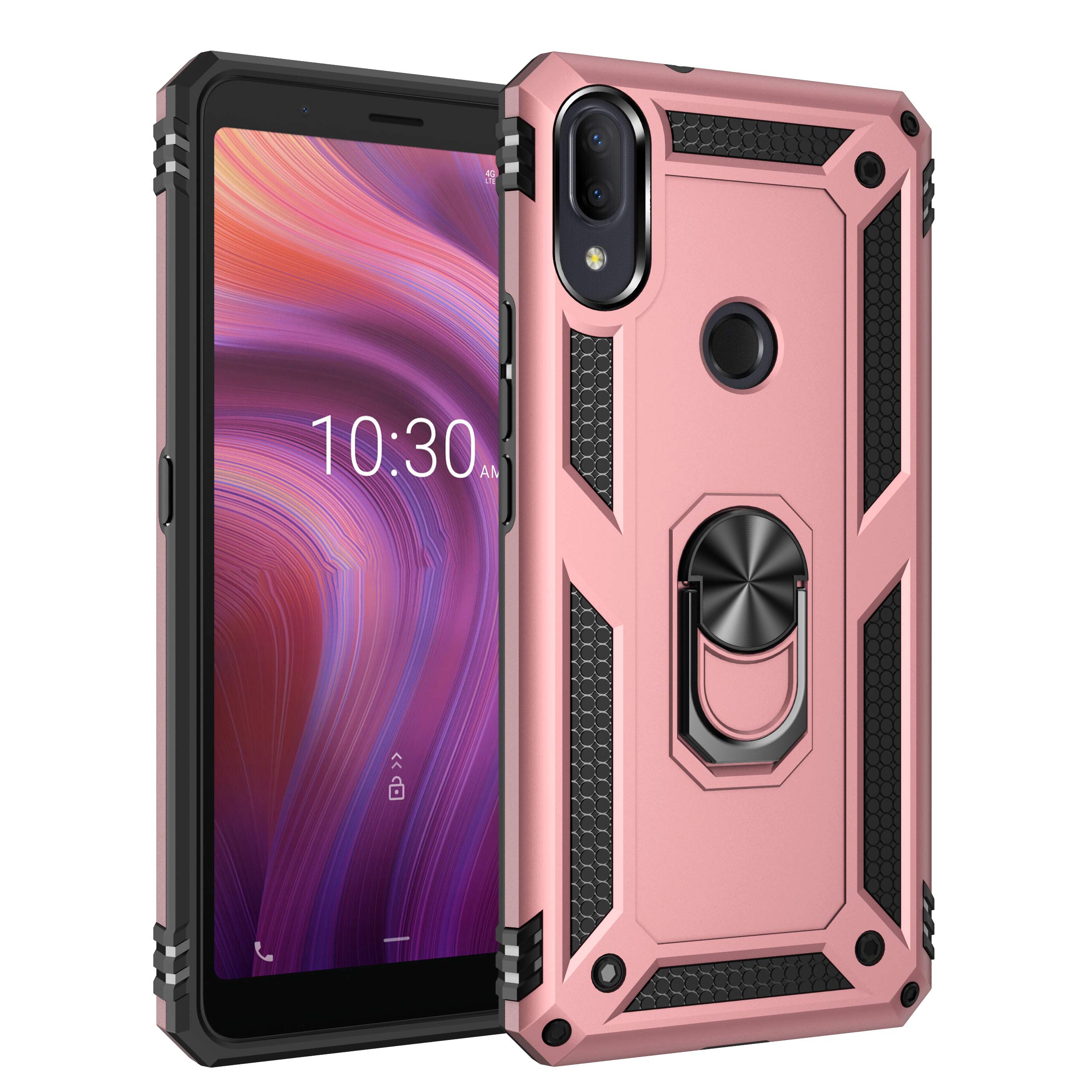 SWMGO® Firmness Smartphone Case with Ring Compatible for Alcatel 3V 2019(Rose Gold)