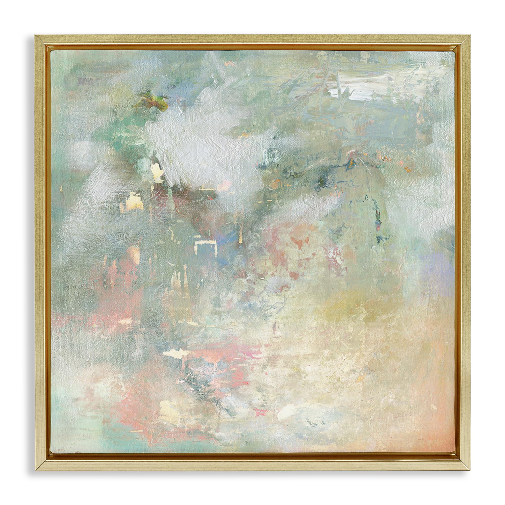 Stupell Industries Ethereal Pastel Brush Harmony 'Ethereal Brushstroke Harmony', Floating Frame Canvas Art, Gold, 25 X 25 Inches, Easy To Hang And Sturdy, Made In Usa, By Carol Robinson
