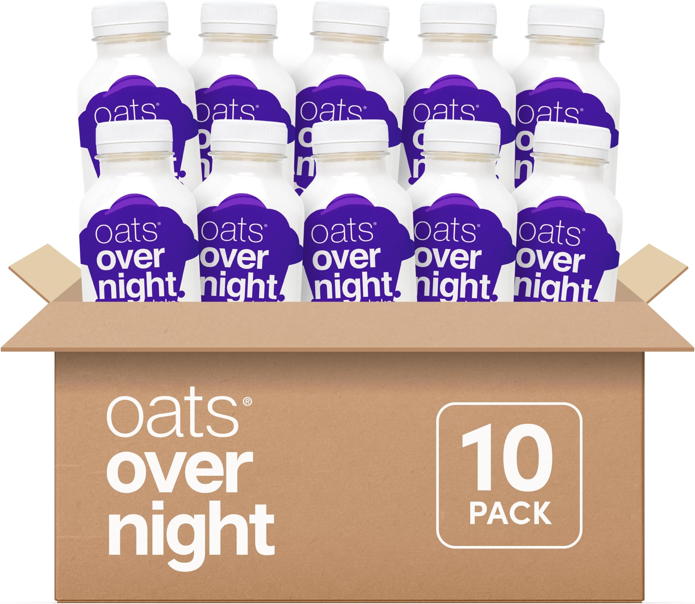 Oats Overnight Blueberry Muffin - Overnight Oats, High Protein Oatmeal Shake (15g Protein) – Just Add Water Breakfast, Gluten Free, Non-GMO, Meal Replacement Drink (2.2 oz, 10 Pack)
