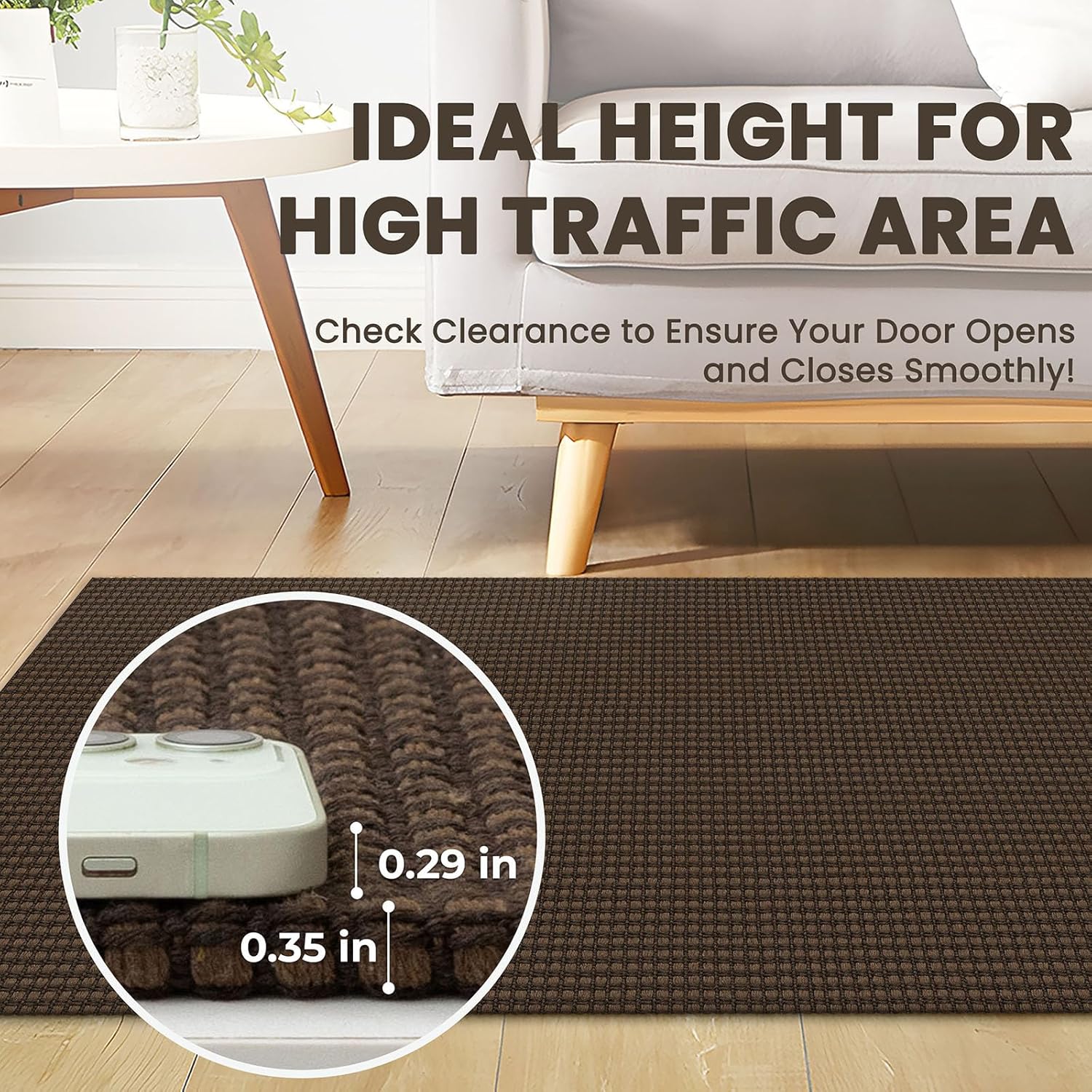 Braided Runner Rug 2x6 Ft Washable Runners for Hallways Non Slip Rubber Backed Kitchen Runners Cotton Entryway Runner Indoor, Woven Floor Carpet for Hall Kitchen Bedroom, Brown