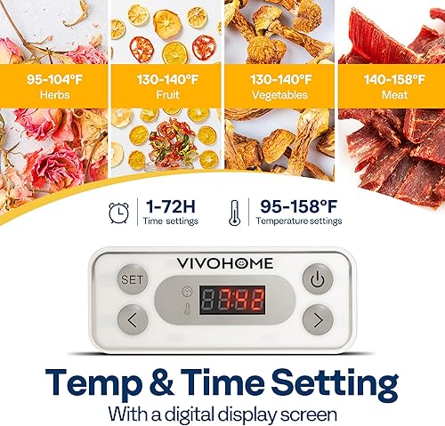 Miniatura 10 de VIVOHOME Deshidratador de alimentos, máquina hidráulica de 8 bandejas con temporizador digital de 72 horas y control de temperatura para frutas,