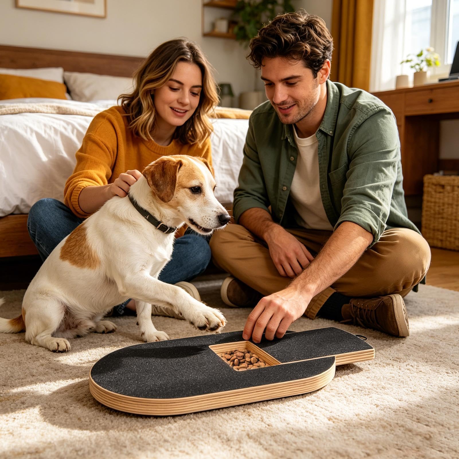 Hunde-Krallenkratzbrett - Holz Intelligenzspielzeug mit Leckerlifach - Hunde Kratzpad für Krallen,Zur Beschäftigung Gegen Langeweile Spielspaß Für Haustiere Zuhause Auf Boden Und Teppich Kognitives Ge