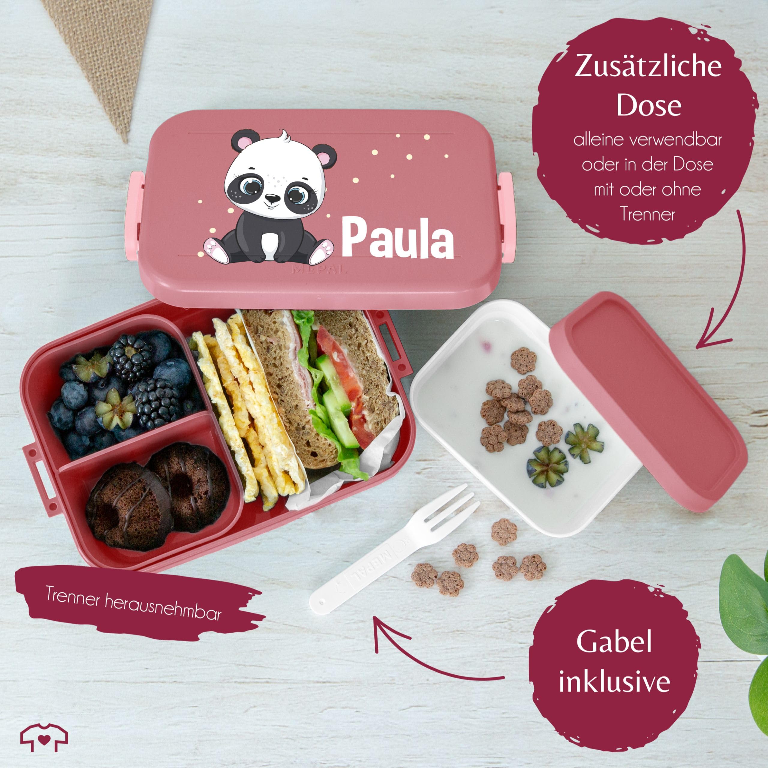 Bento Box Midi Lunchbox Mit Panda Motiv - 900ml BPA-frei Für Kindergarten & Schule