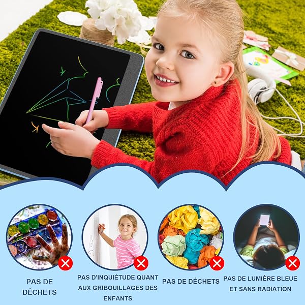 16 Pouces Tablette d'écriture LCD Colorée, [Plus Lumineuse] Electight Enfants Tablettes Graphiques, Enfants Cadeau Jouet Educatif, Anniversaire, électronique Memo Écriture Board - Bleu - 5