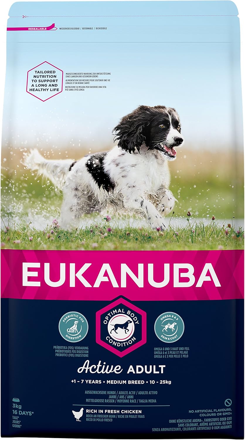 Eukanuba Adult Dog Food For Medium Dogs Rich In Fresh Chicken For the