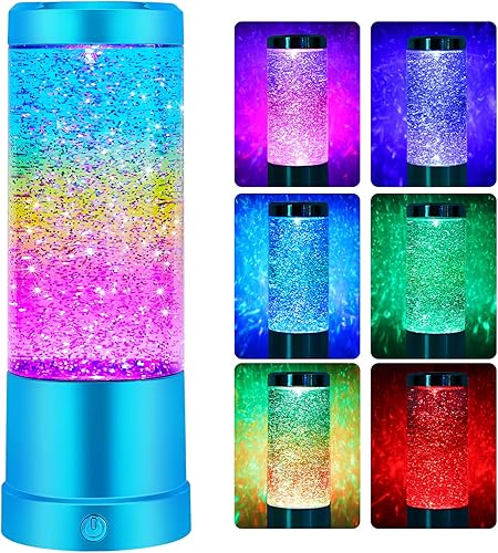 Lámpara de lava, luz nocturna para adultos y niños, lámparas de purpurina arcoíris con diseño automático que cambia de color, lámpara de estado de