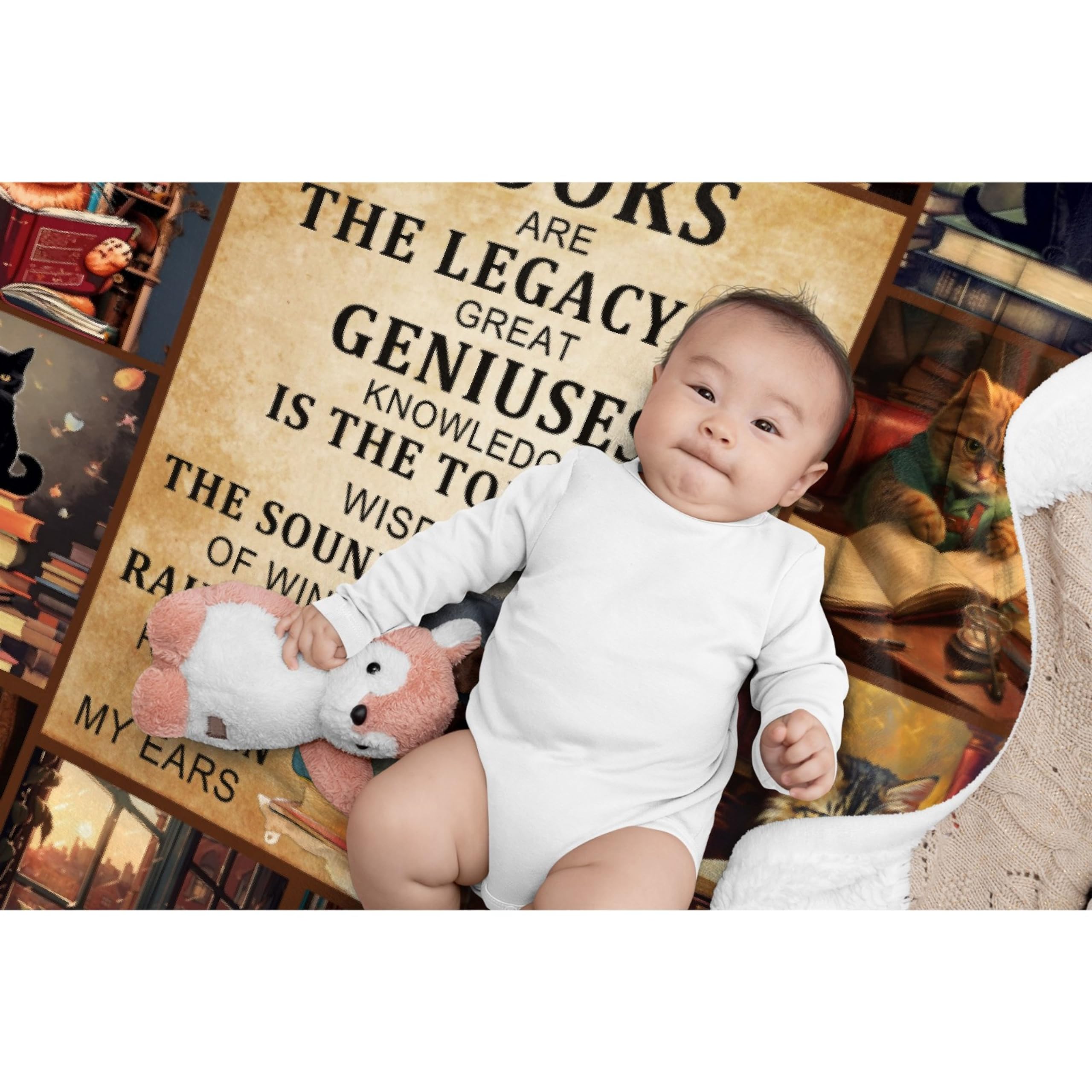 Homiehug Cat Gifts Book Lovers Blanket Funny Throw Fleece Soft Cozy Fuzzy Blankets for Gift Picnic Decor for Kids Girls Boys for Room Couch House Travel Full Size 40''×50''for Kids/Children