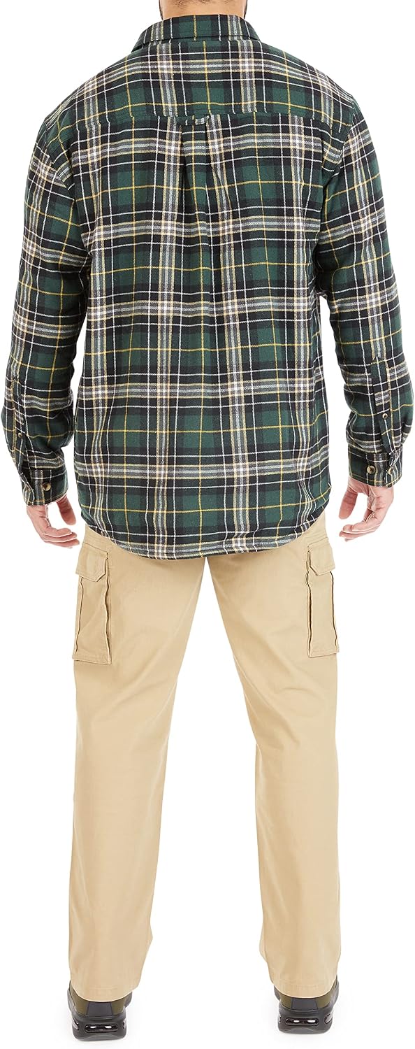 Smith's Workwear Men's Sherpa-lined Cotton Flannel Shirt Jacket