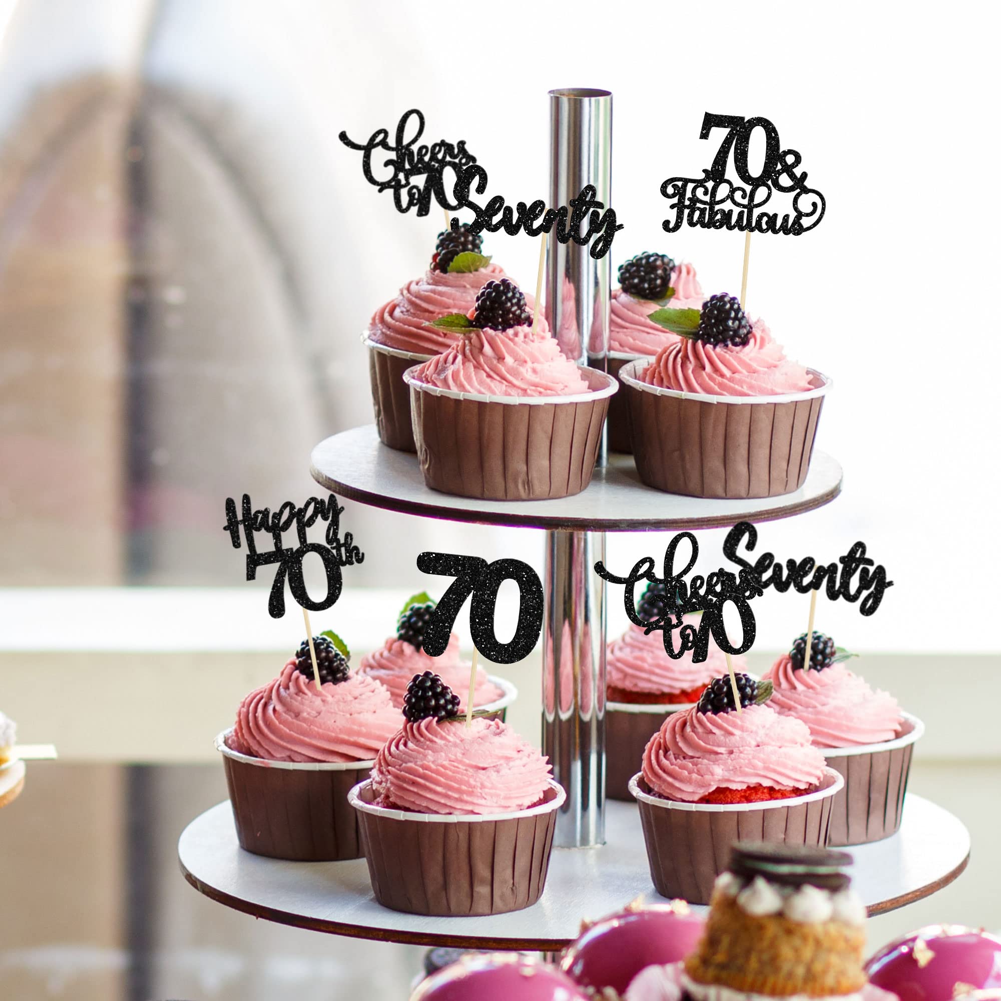 24 Cupcake-Topper Zum 70. Geburtstag – Vintage 1955 Design, 5,6x12,7 Cm, Aus Stabilem Karton