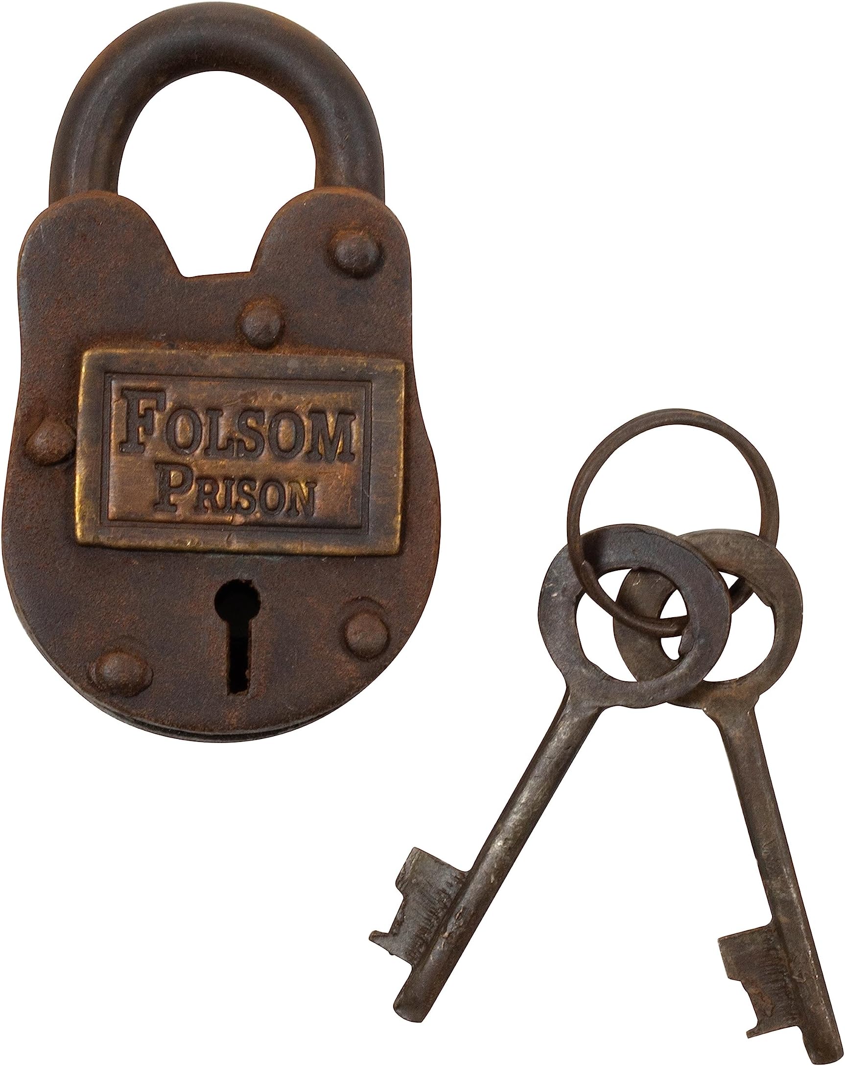 Antique-Finish RUSTIC Cast Iron Folsom Prison Gate Lock Padlock -2 Keys (2)