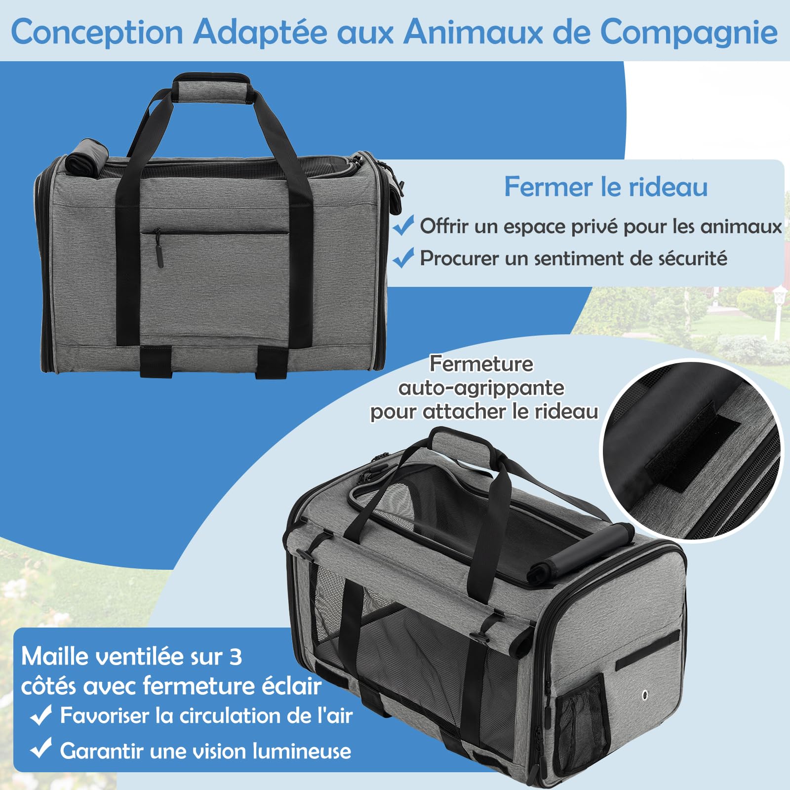 COSTWAY Sac à Dos avec Roues pour Chat Chien, Sac de Transport à roulettes pour Animaux de Compagnie, Caisse de Voyage Pliable avec Coussins et Poignée Télescopique, Charge 100KG, Gris