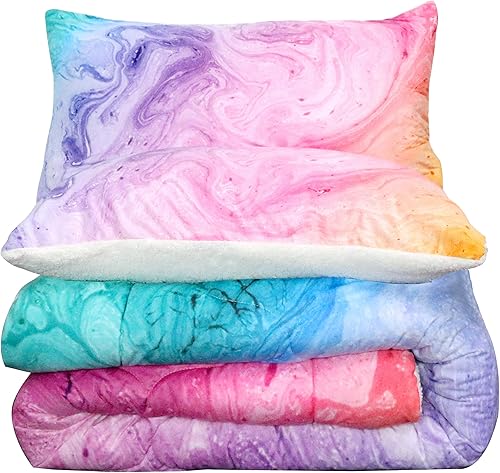 Miniatura 7 de Juego de cama de edredón de microvisón ultrasuave para cama  3D liviana, difusa  Colorido, relleno de poliéster con 2 fundas de almohada