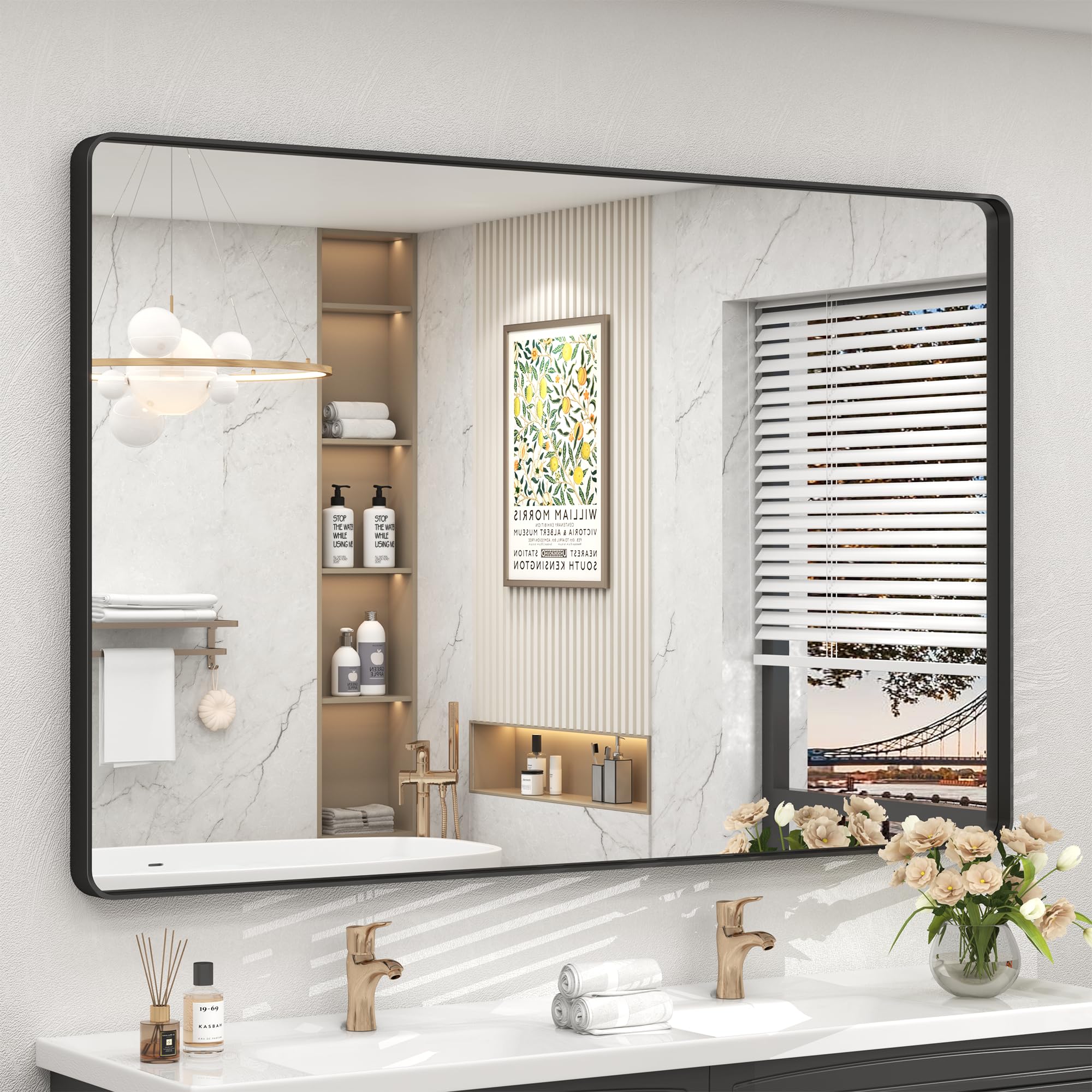 Photo 1 of CHARMOR 55x40 Inch Black Metal Framed Wall Mirror