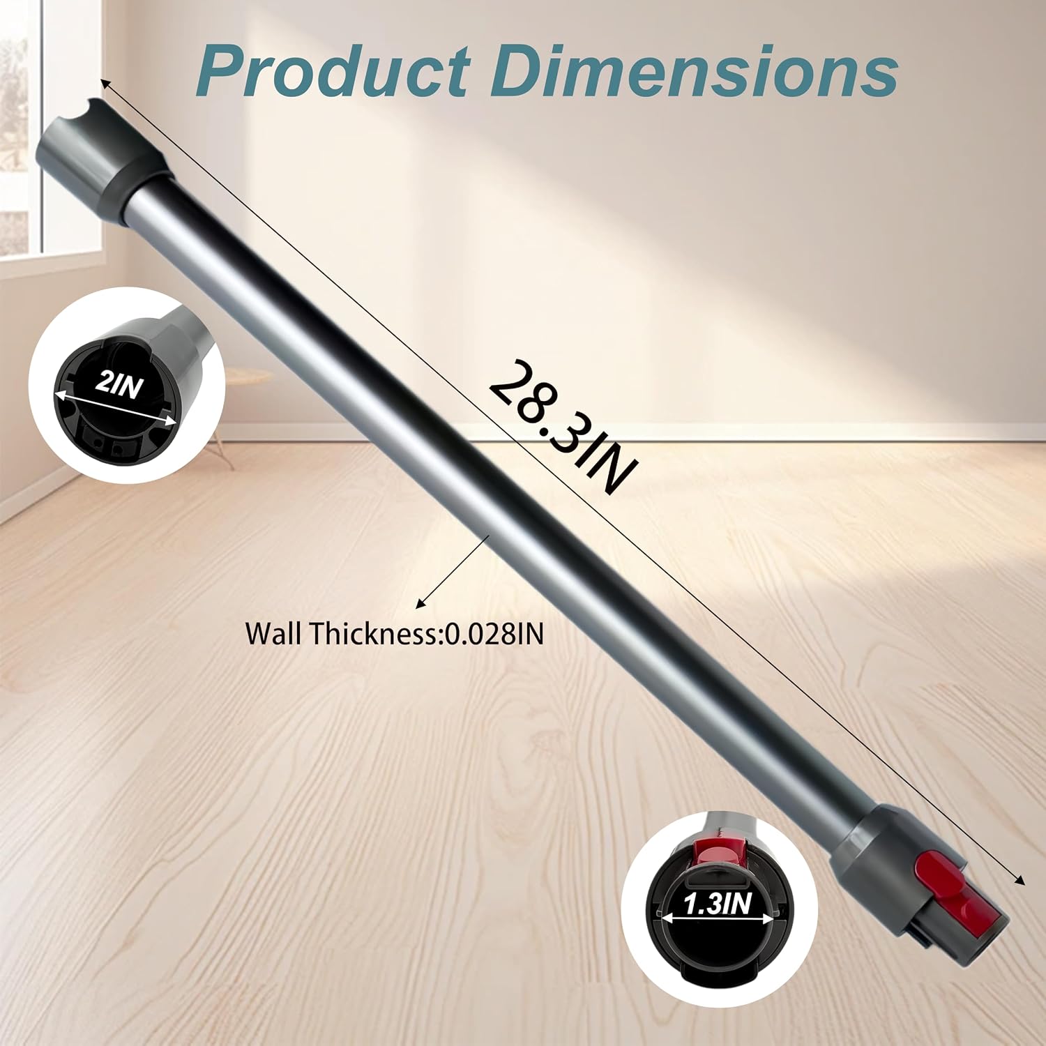 Wand Extension Tube Replacement Compatible with Dyson V7 V8 V10 V11 V15,Quick Release Wand Accessories for V8 Cordless Stick Vacuum Cleaners,28.3in,Aluminum Alloy,Iron