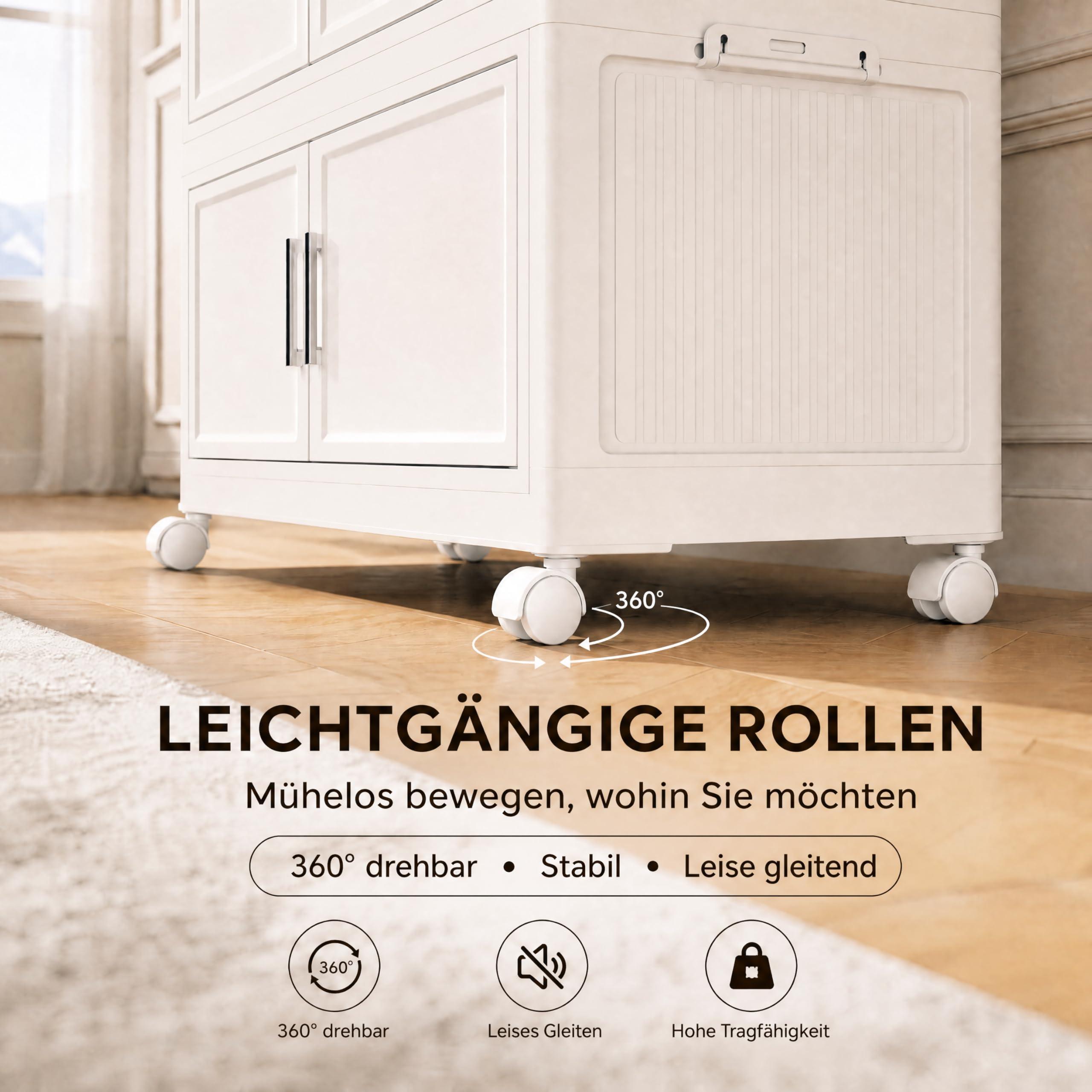 Scatole portaoggetti con coperchio, 3 x 120 l, in plastica con coperchio, impilabili con coperchio, grandi scatole pieghevoli, per camera da letto, soggiorno, bagno