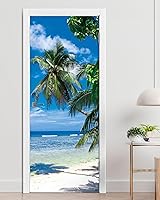 Vista 37 de FLFK Adhesivo mural para puerta, playa, despegar y pegar, tamaño combinado 30.3 x 78.7 pulgadas, dividido en 2 piezas