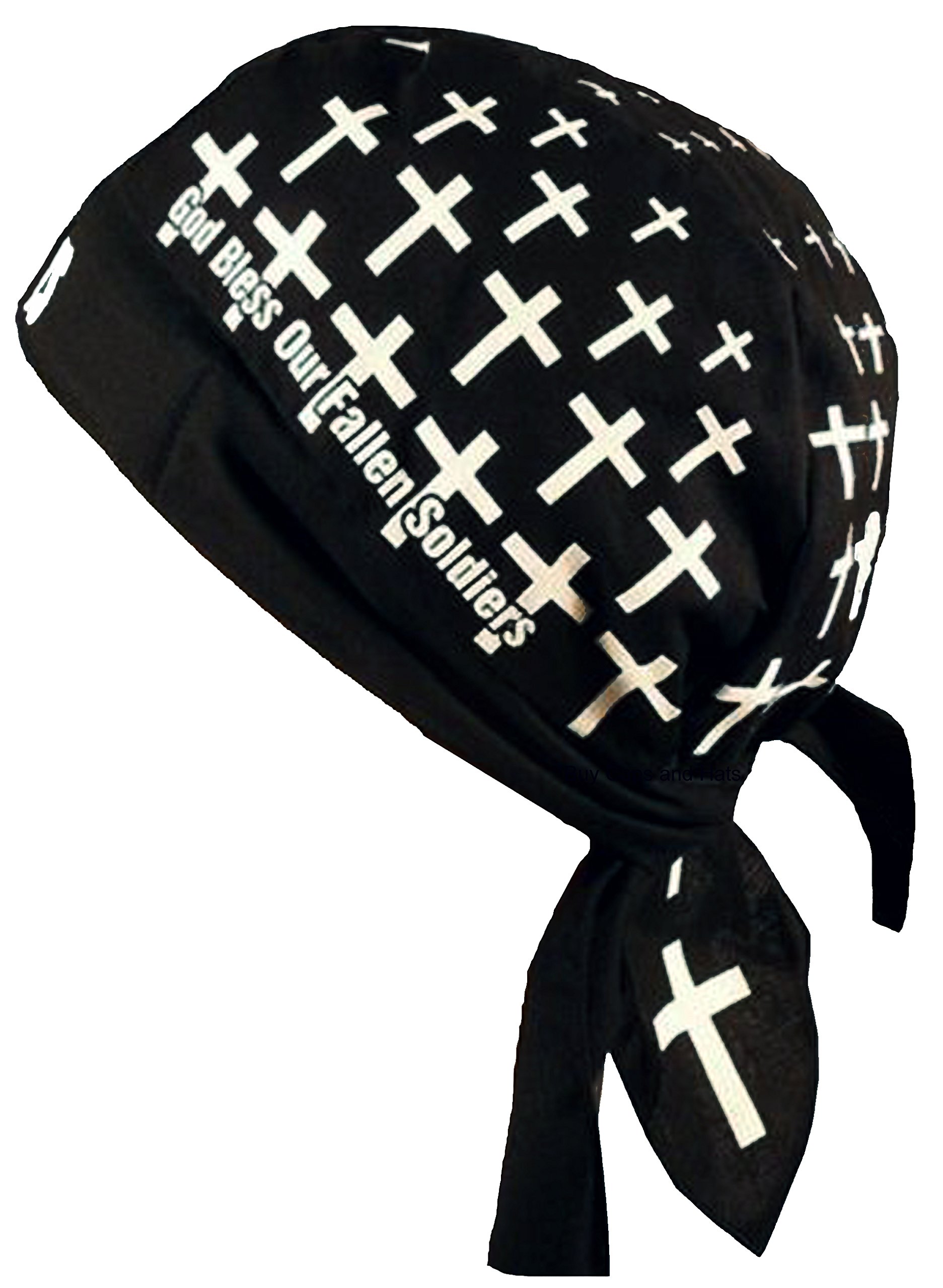 Buy Caps and Hats Christian Doo-Rag with Sweatband Motorcycle Skull Cap Bikers Do-Bandana God Bless Our Fallen Soldiers